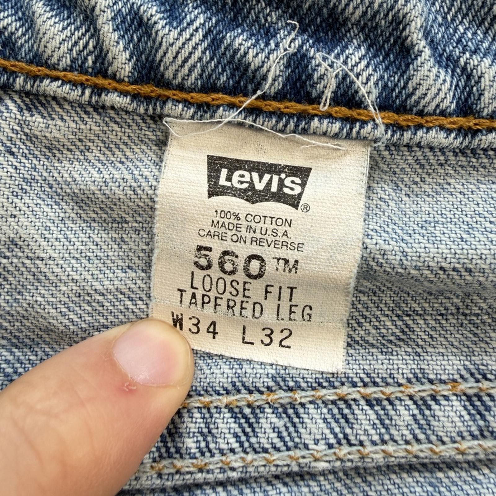 Levi's Vintage 90s Levis 560 Jeans 34x32 Loose Fit Tapered Light W Size US 34 / EU 50 - 3 Thumbnail