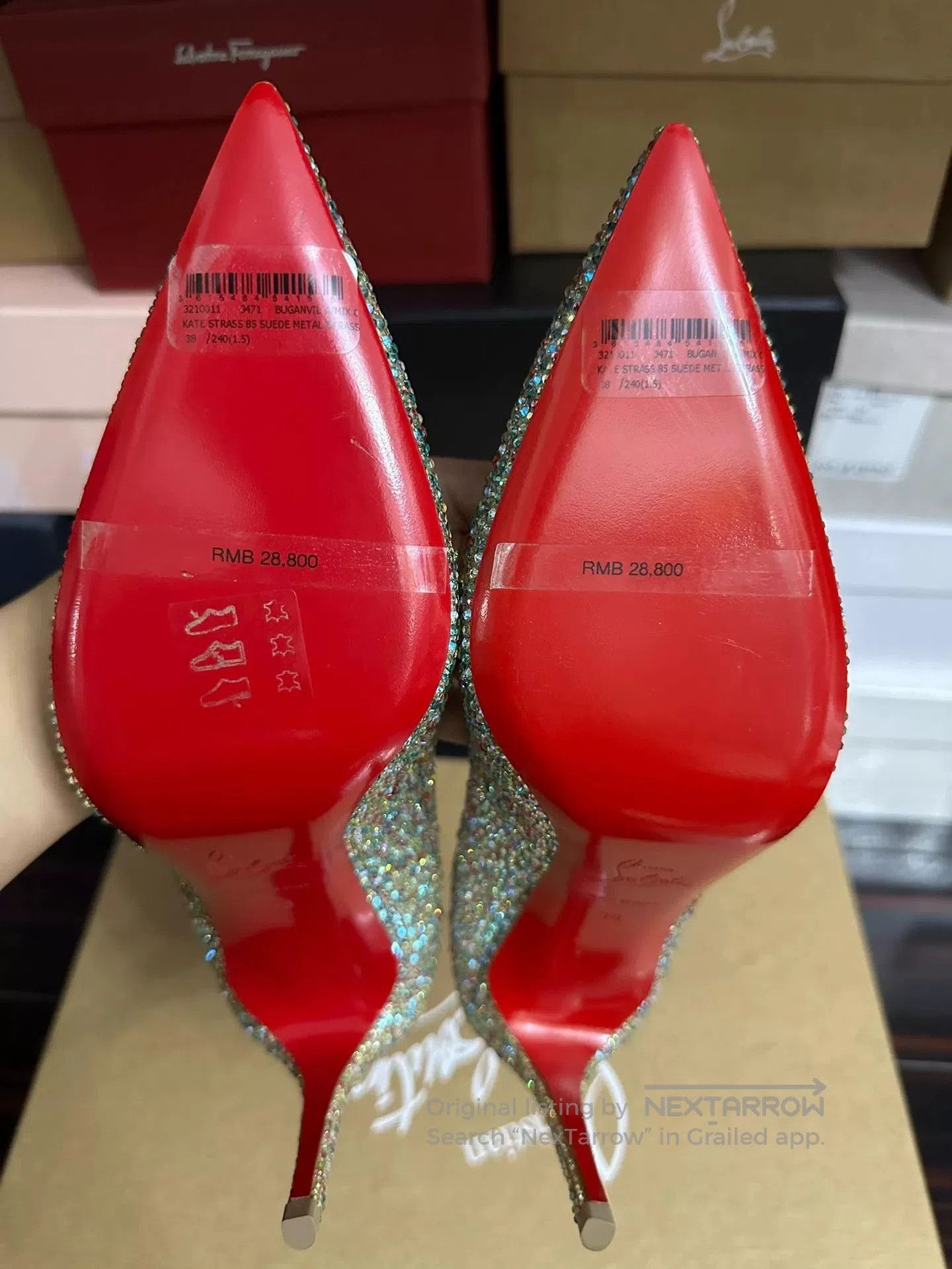 Christian Louboutin Christian Louboutin Crystal Embellished Heels. Size US 7 / IT 37 - 6 Thumbnail