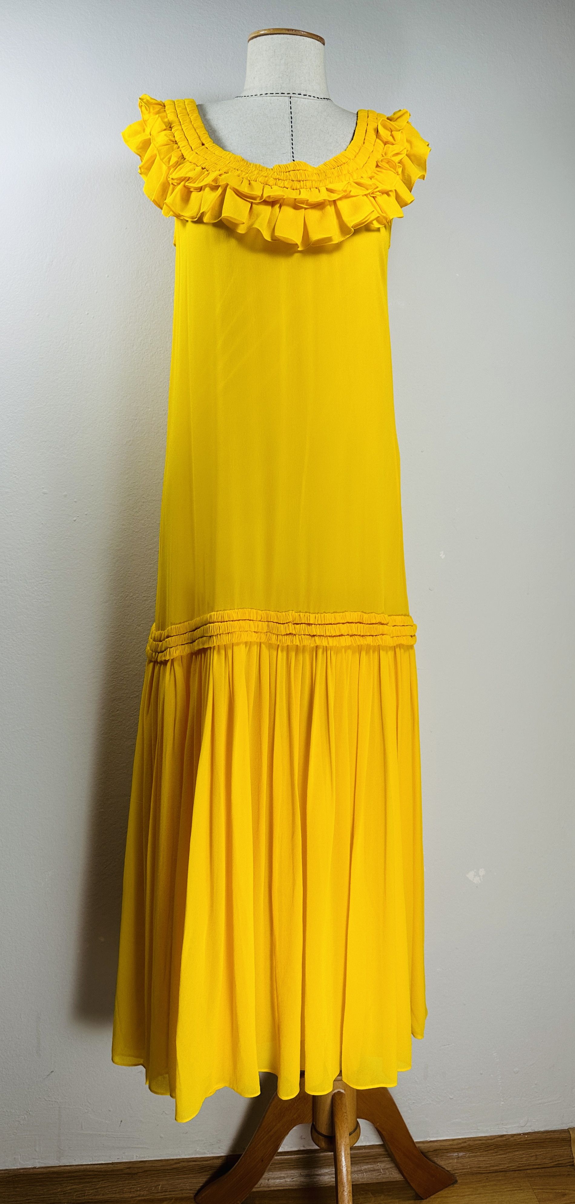 Opening Ceremony Chiffon Ruffle Maxi Dress - Racer Yellow Size XS / US 0-2 / IT 36-38 - 1 Thumbnail