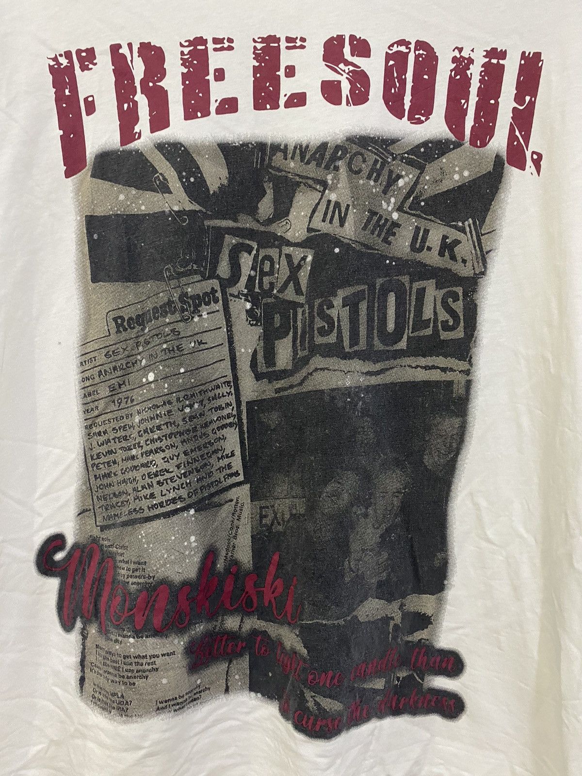 Band Tees 💥 DISTREES DESTROYED FREE SOUL SEX PISTOL PUNK STYLE Size US M / EU 48-50 / 2 - 2 Thumbnail