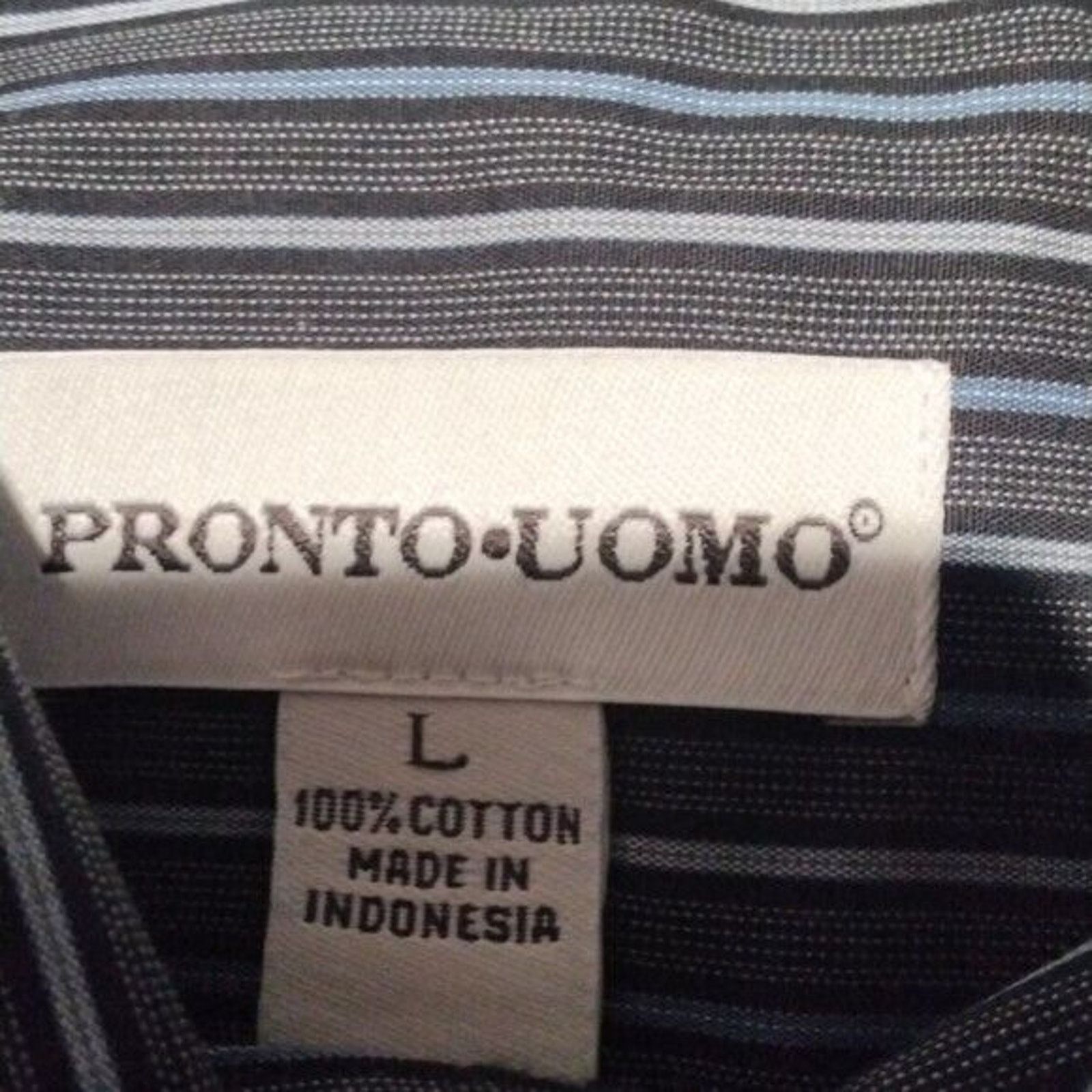 Pronto Uomo Pronto Uomo Mens Non Iron L/S Button Front Dress Shirt Sz L Size US L / EU 52-54 / 3 - 9 Thumbnail