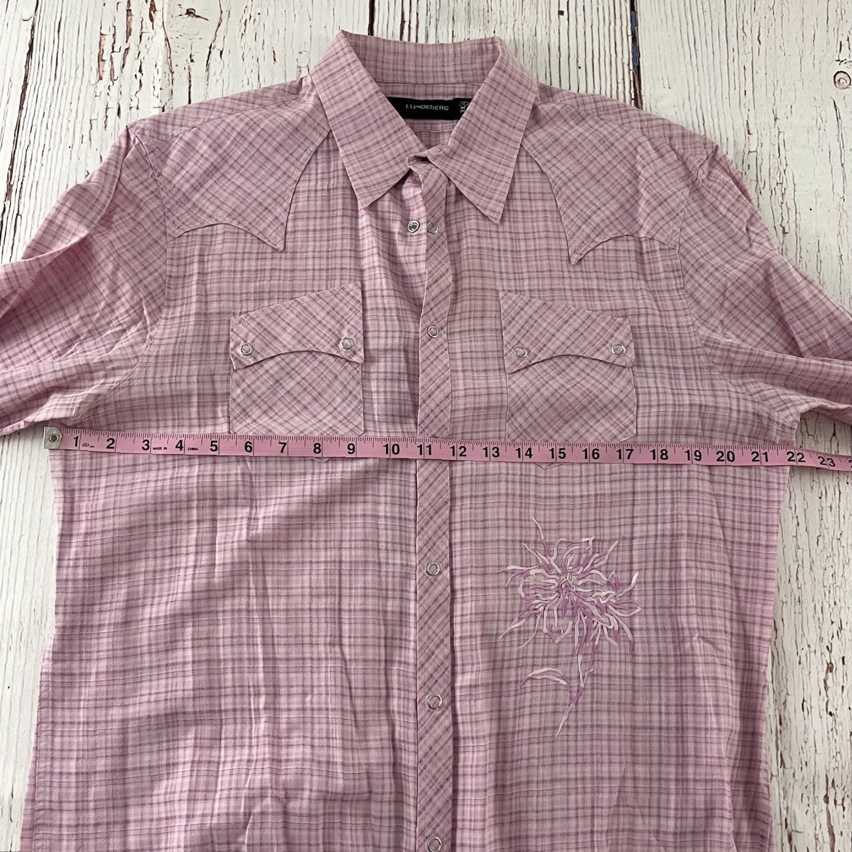 J.Lindeberg J. Lindeberg Shirt Long Sleeve Button-Up Embroidered Pink Men's XL Button Front Shirt Size US XL / EU 56 / 4 - 5 Thumbnail