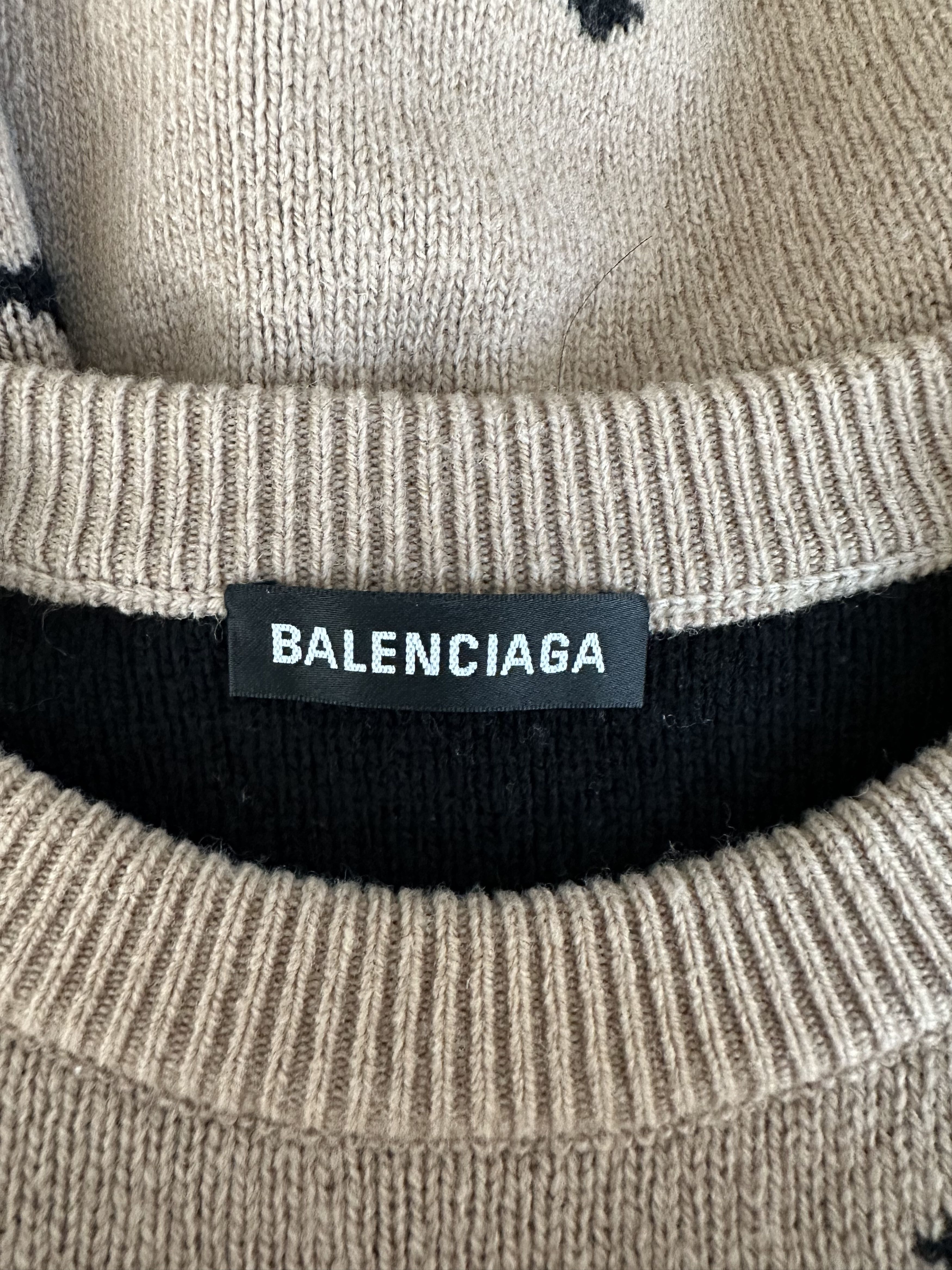 Balenciaga Balenciaga Brown & Black All Over Logo Knit Sweater Size US S / EU 44-46 / 1 - 3 Thumbnail