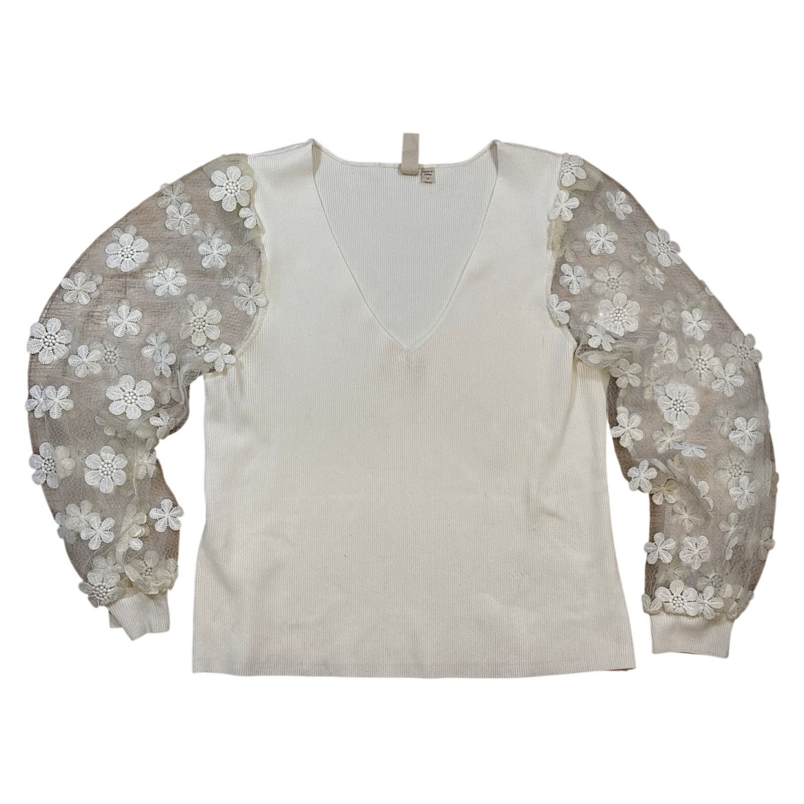 Anthropologie Dolan Left Coast Sheer-Sleeve Appliqué sleeve 1X Size XL / US 12-14 / IT 48-50 - 1 Thumbnail