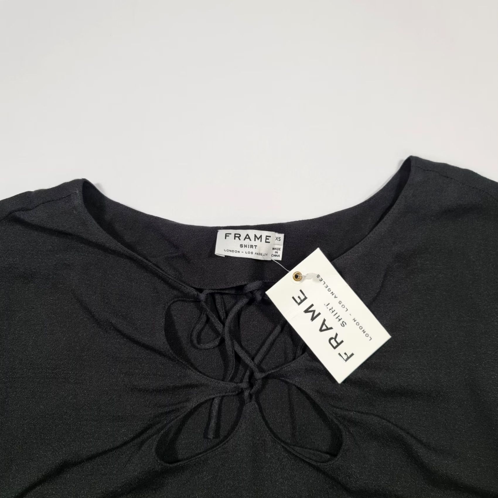 Frame FRAME Womens Top Black XS 3/4 Sleeve Lightweight Relaxed Fit Blouse Top Size XS / US 0-2 / IT 36-38 - 2 Thumbnail