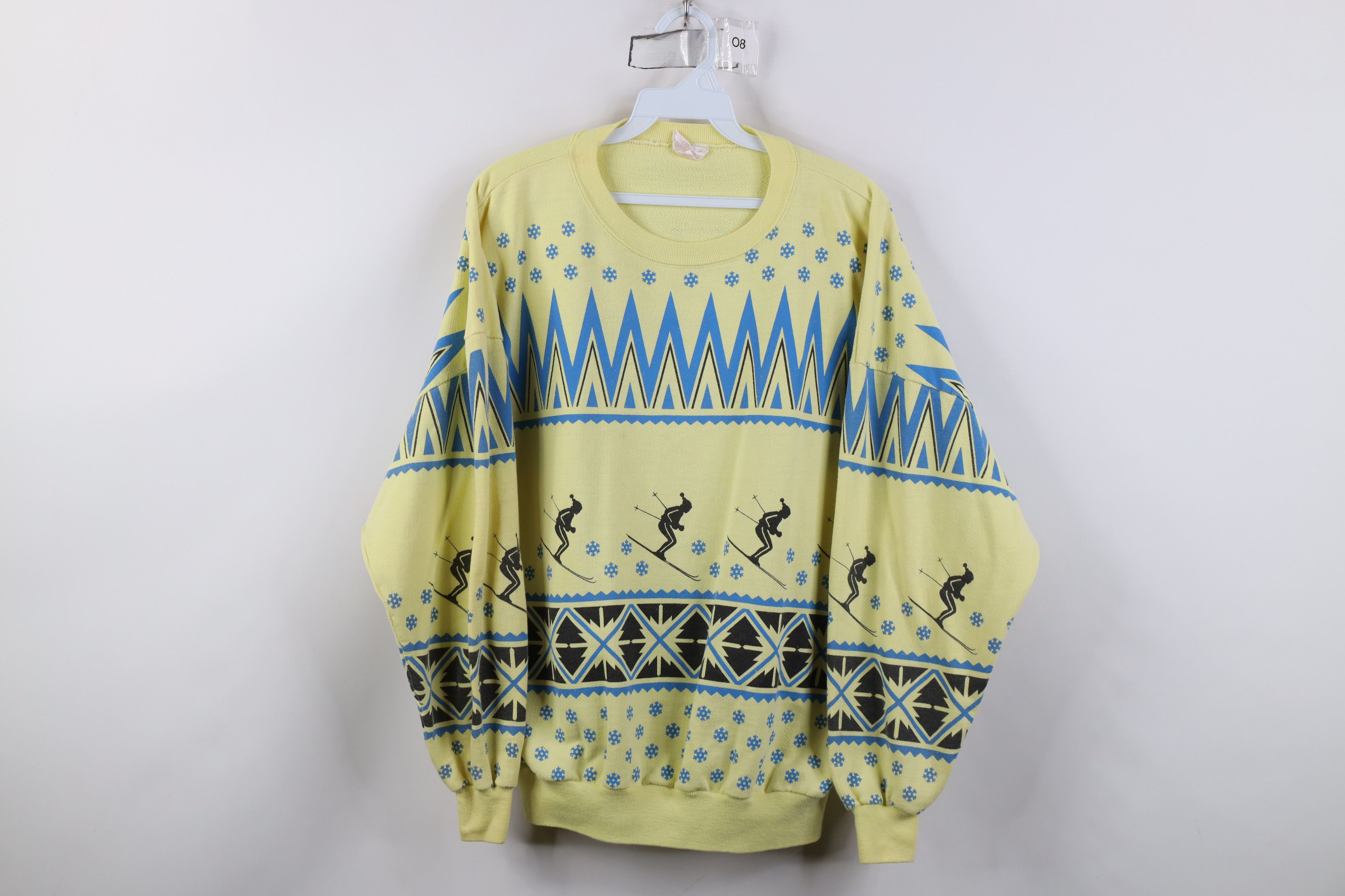 Vintage Vintage 80s Streetwear Skiing All Over Print Sweatshirt USA Size ONE SIZE - 1 Thumbnail