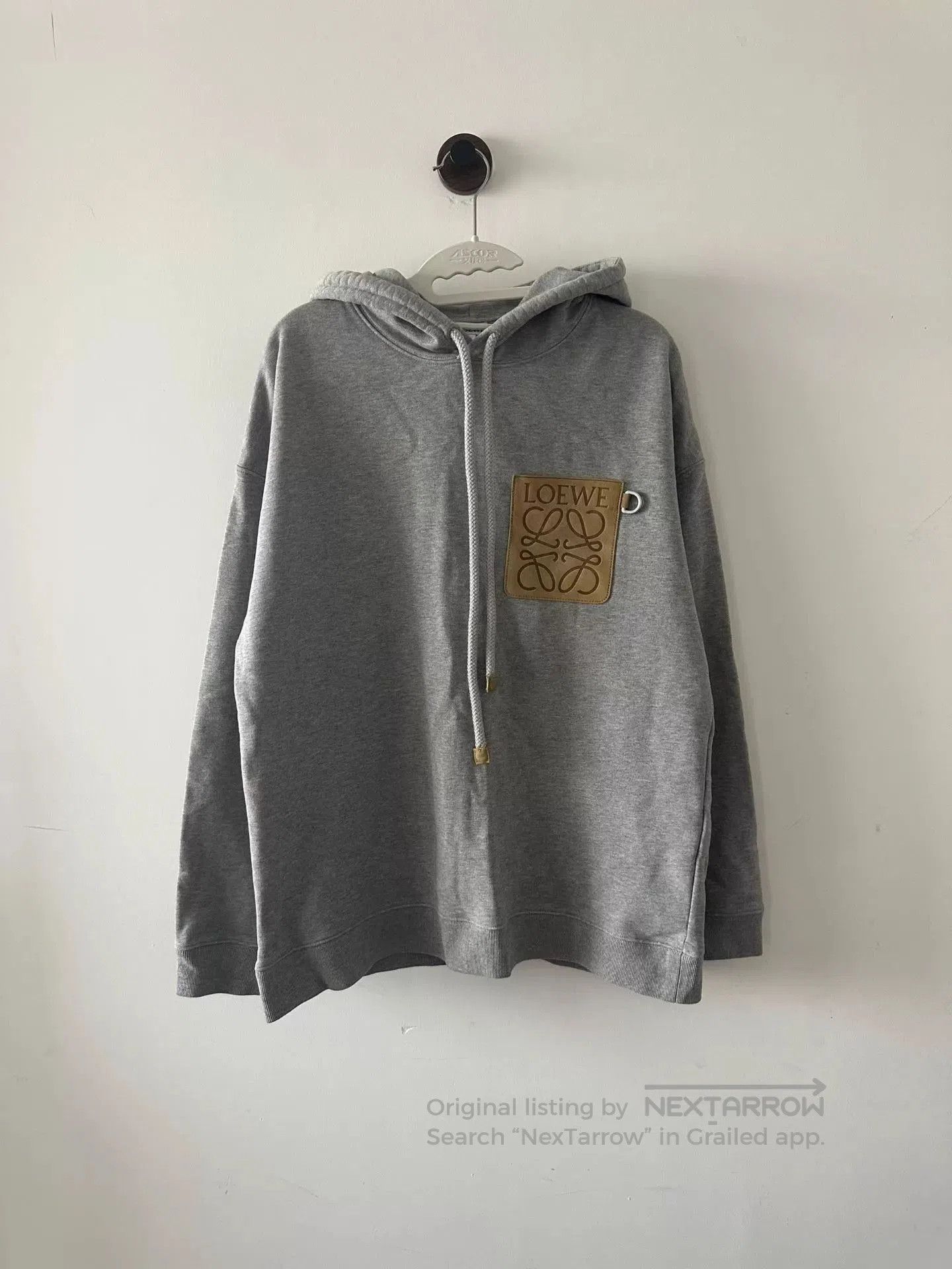 Loewe Gray Drawstring Hoodie with Front Patch Detail. Size US M / EU 48-50 / 2 - 1 Thumbnail