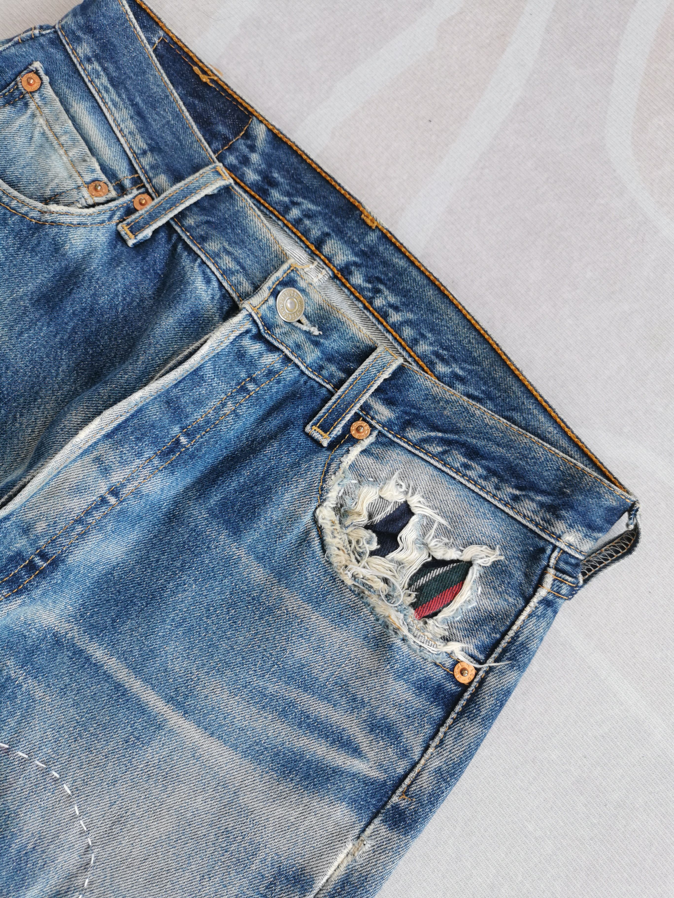 Nirvana Levis 501 Patchwork Sashiko Inspire Kurt Cobain Size US 30 / EU 46 - 6 Thumbnail