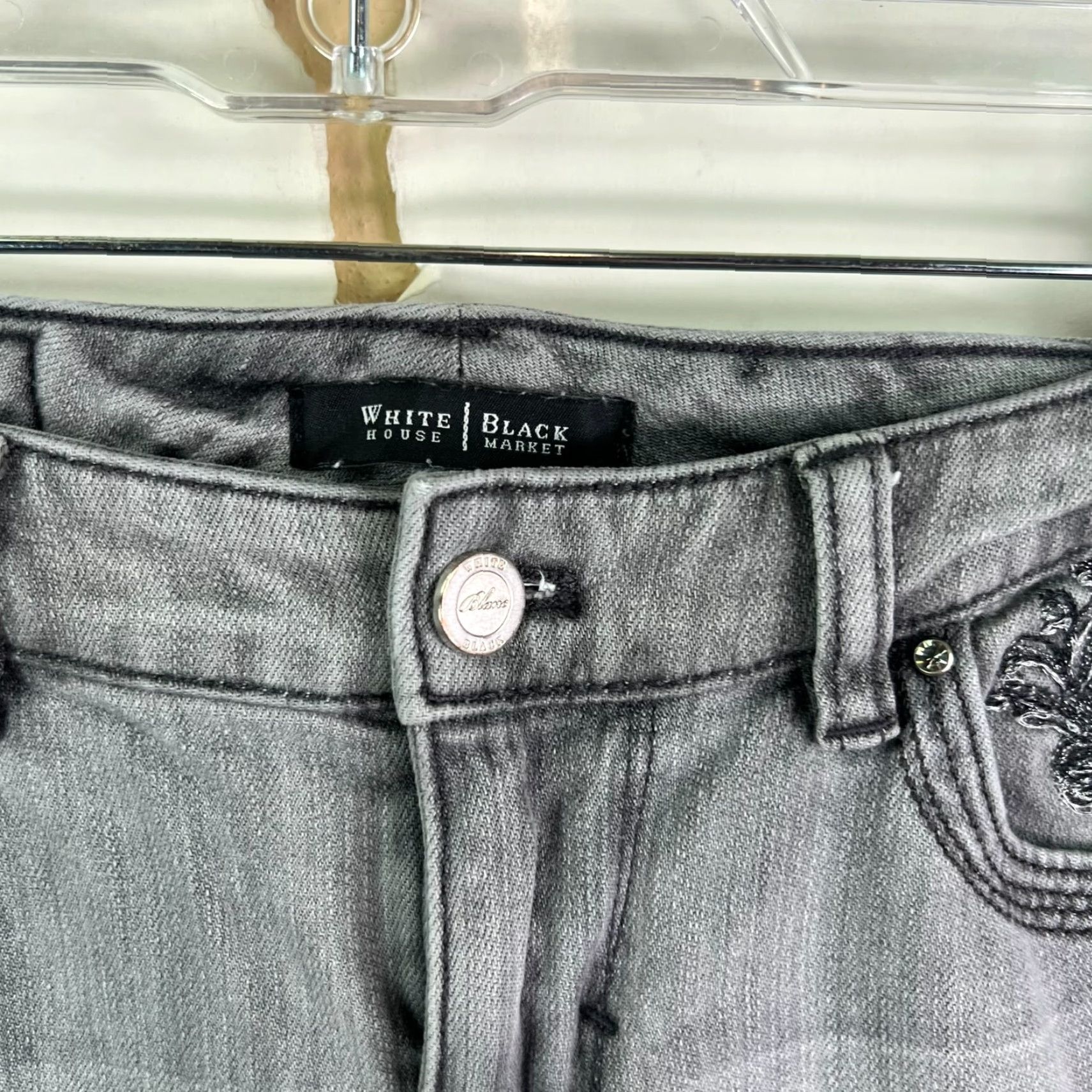 White House Black Market Vintage White House Black Market Denim Jeans Womens SZ 4 Slim Bootcut Low-Rise Embroidered Gray 90s City Size 27" / US 4 / IT 40 - 6 Thumbnail