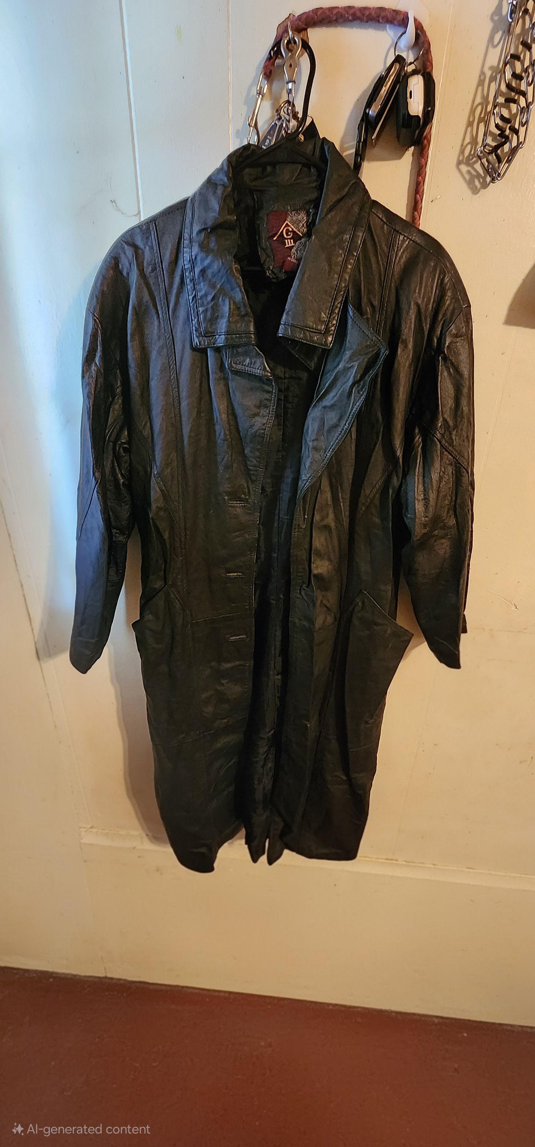 G-III G-III Women's black leather trench coat. Size L / US 10 / IT 46 - 1 Thumbnail