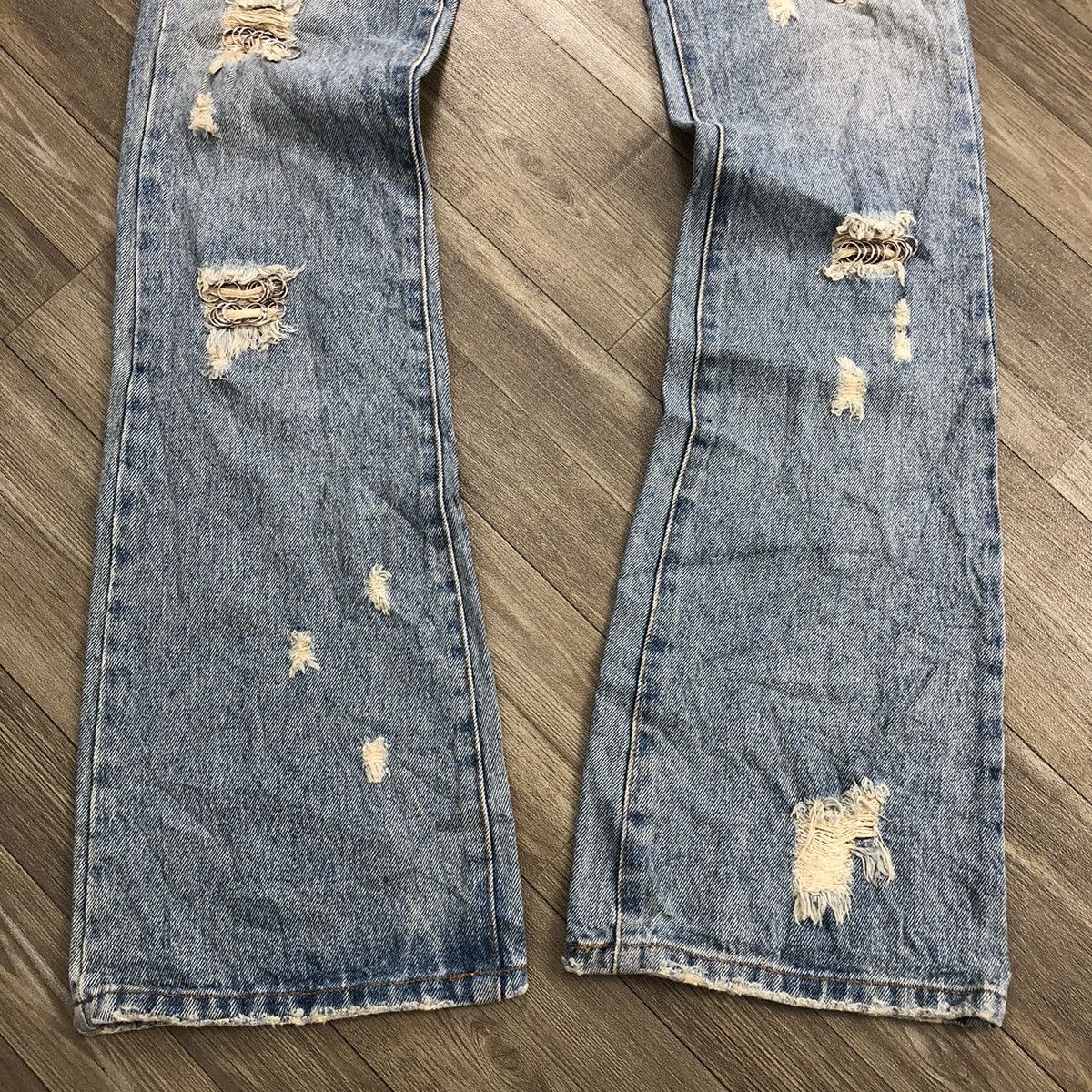 If Six Was Nine 2000s Ingni Distressed Studded Lgb Bootcut Flared Jeans Y2K Size US 28 / EU 44 - 11 Thumbnail