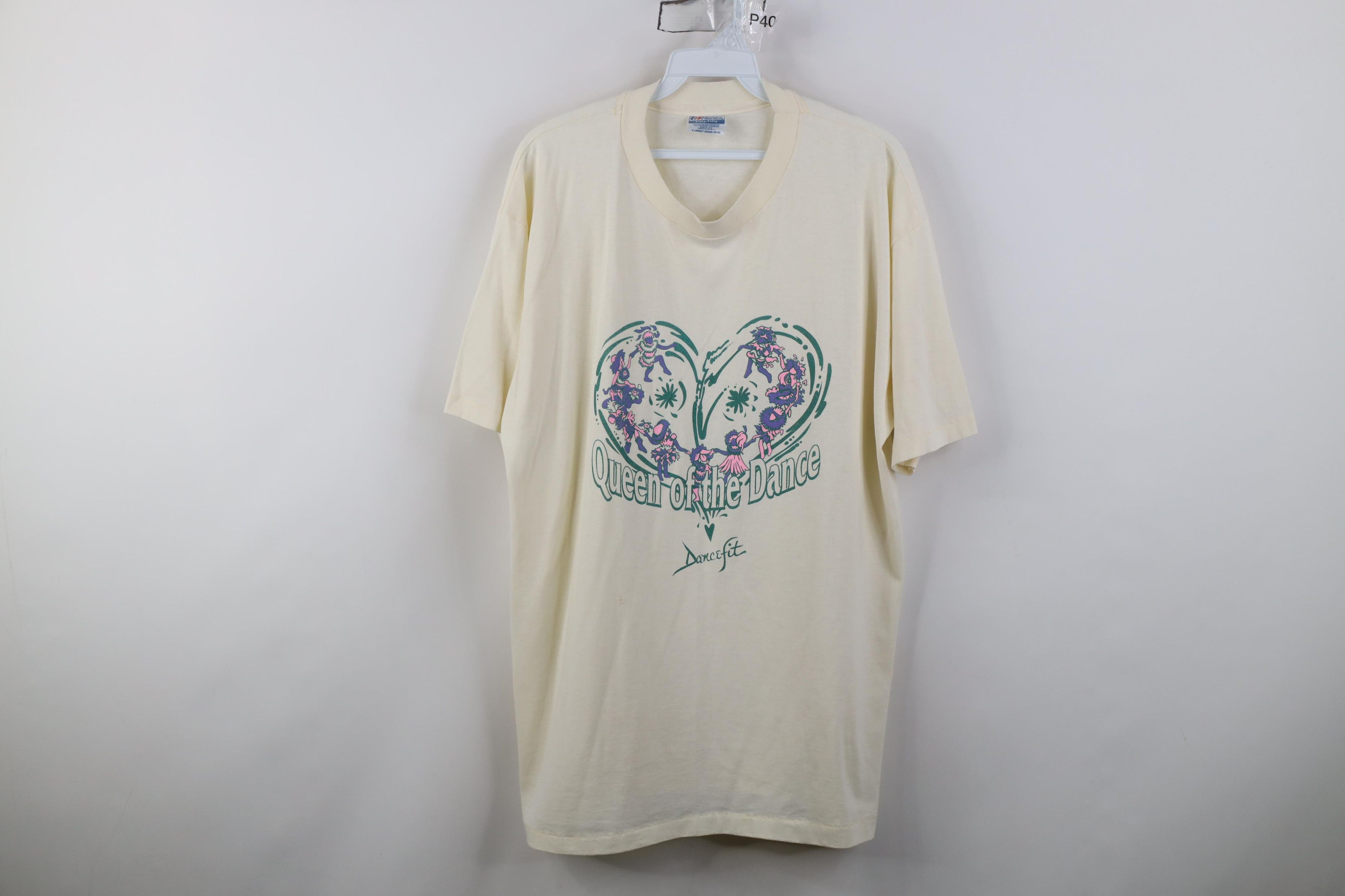 Vintage Vintage 80s 90s Queen of the Dance Dancefit Heart T-Shirt Size XL / US 12-14 / IT 48-50 - 1 Thumbnail