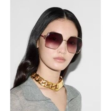 Gucci NEW GUCCI SUNGLASSES GG1323S 001 GOLD/GRAY OVERSIZED WOMEN Size ONE SIZE - 5 Thumbnail