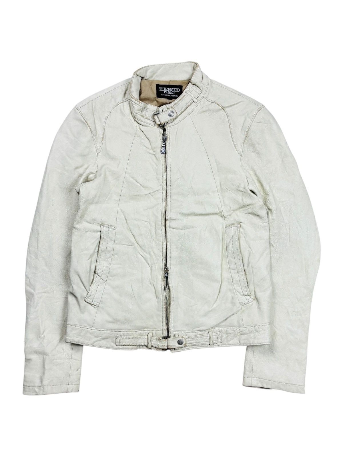 2000s Tornado Mart - Vkei Style Cyber White Leather Jacket