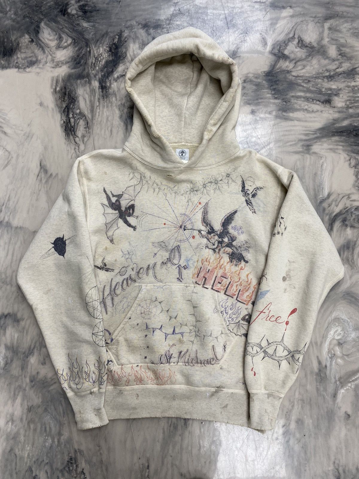 Saint Michael Saint Michael graffiti hoodie Dr woo small authentic | Grailed