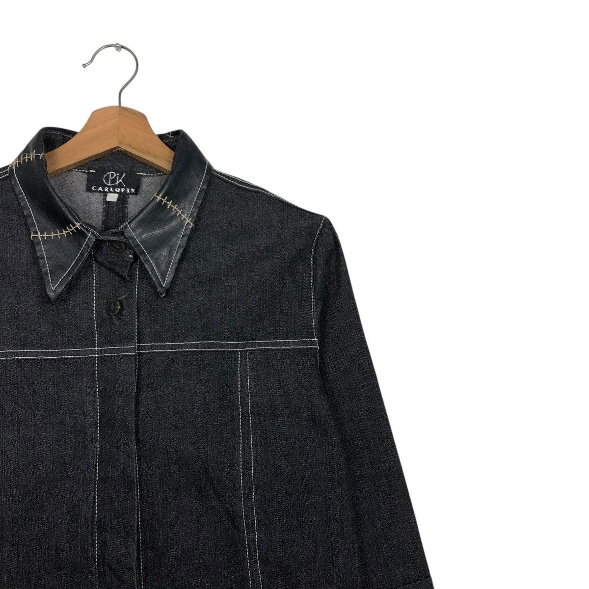 Japanese Brand 🔥VINTAGE CROPPED DENIM BIKER JACKET CARLOPIK ISSEY MIYAKE Size M / US 6-8 / IT 42-44 - 8 Thumbnail
