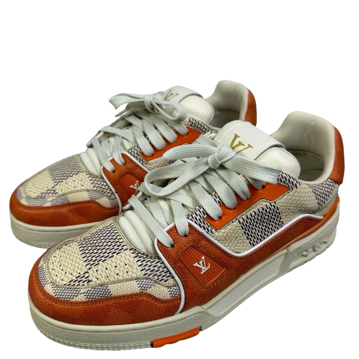 Louis Vuitton Louis Vuitton Trainer Orange Check Sneakers Size 7 Size US 7 / EU 40 - 1 Thumbnail