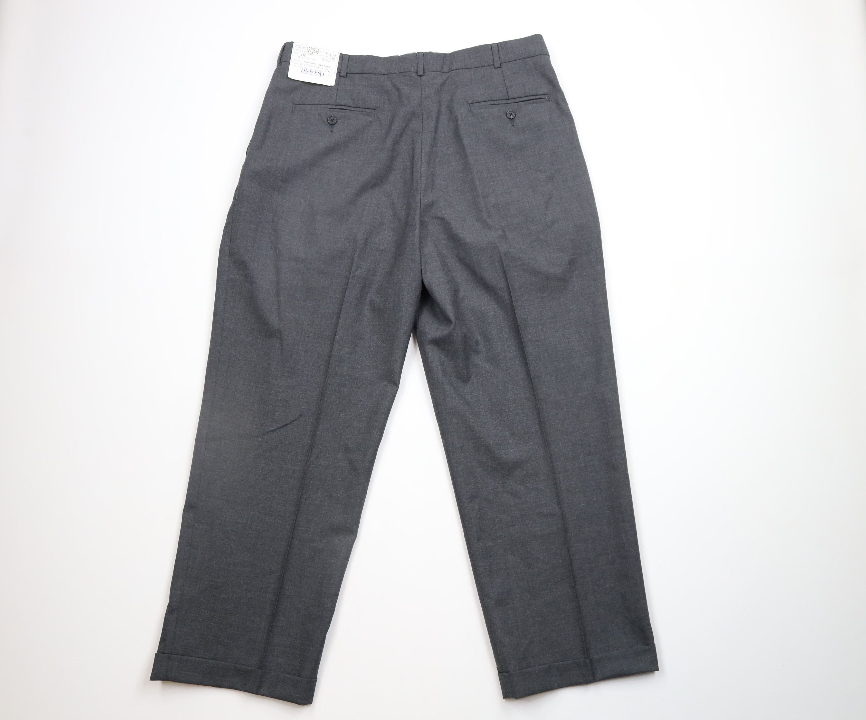 Lands' End × Vintage Deadstock Vintage 90s Lands End Wool Wide Leg Chino Pants Size US 36 / EU 52 - 8 Thumbnail