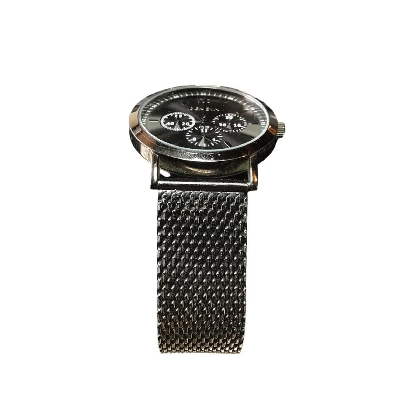 Geneva Geneva Chronograph Black Stainless Steel Watch Size ONE SIZE - 3 Thumbnail