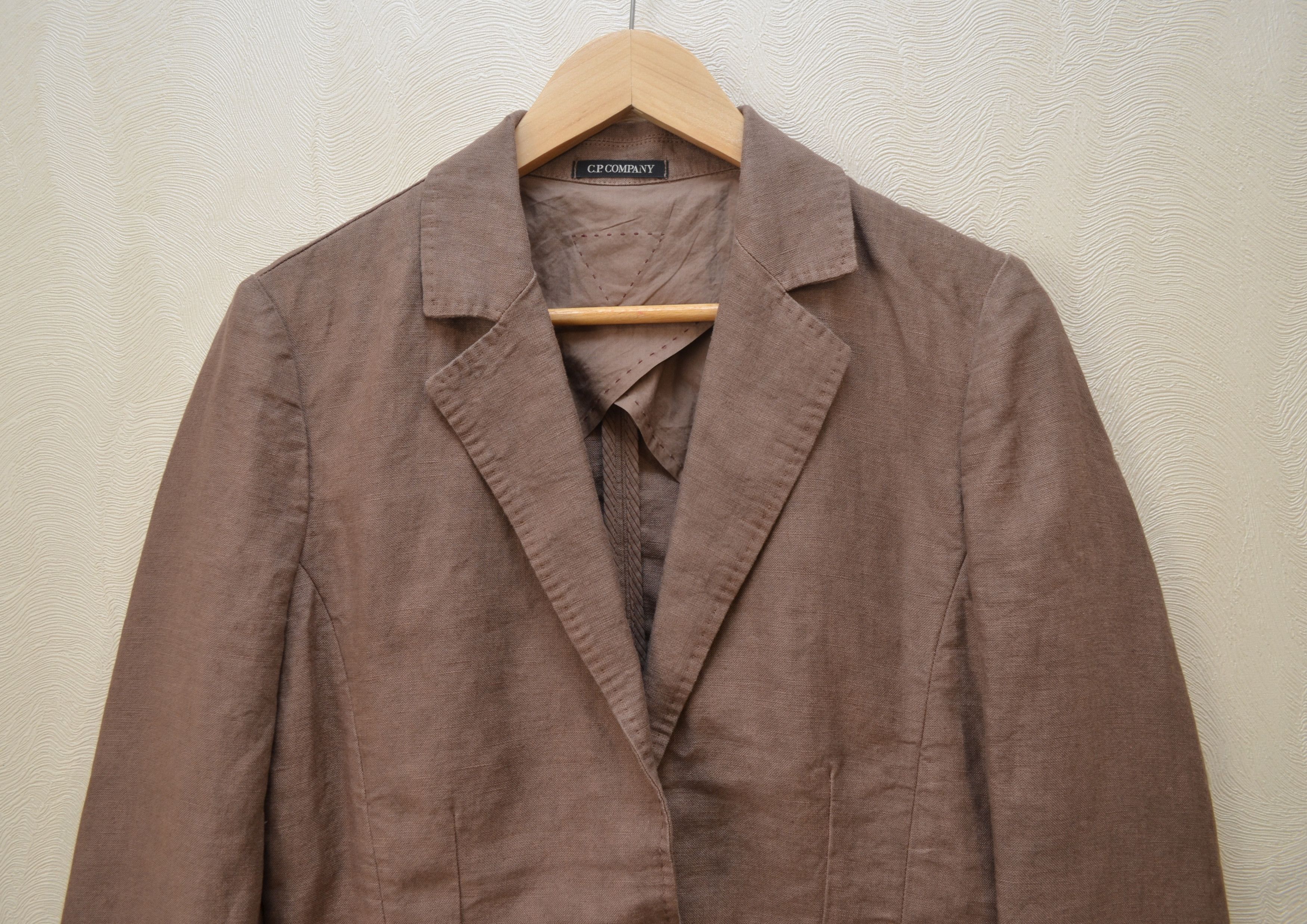 C.P. Company × Designer × Vintage CP Company Womens 100% Linen Brown Blazer Jacket Size M / US 6-8 / IT 42-44 - 2 Thumbnail