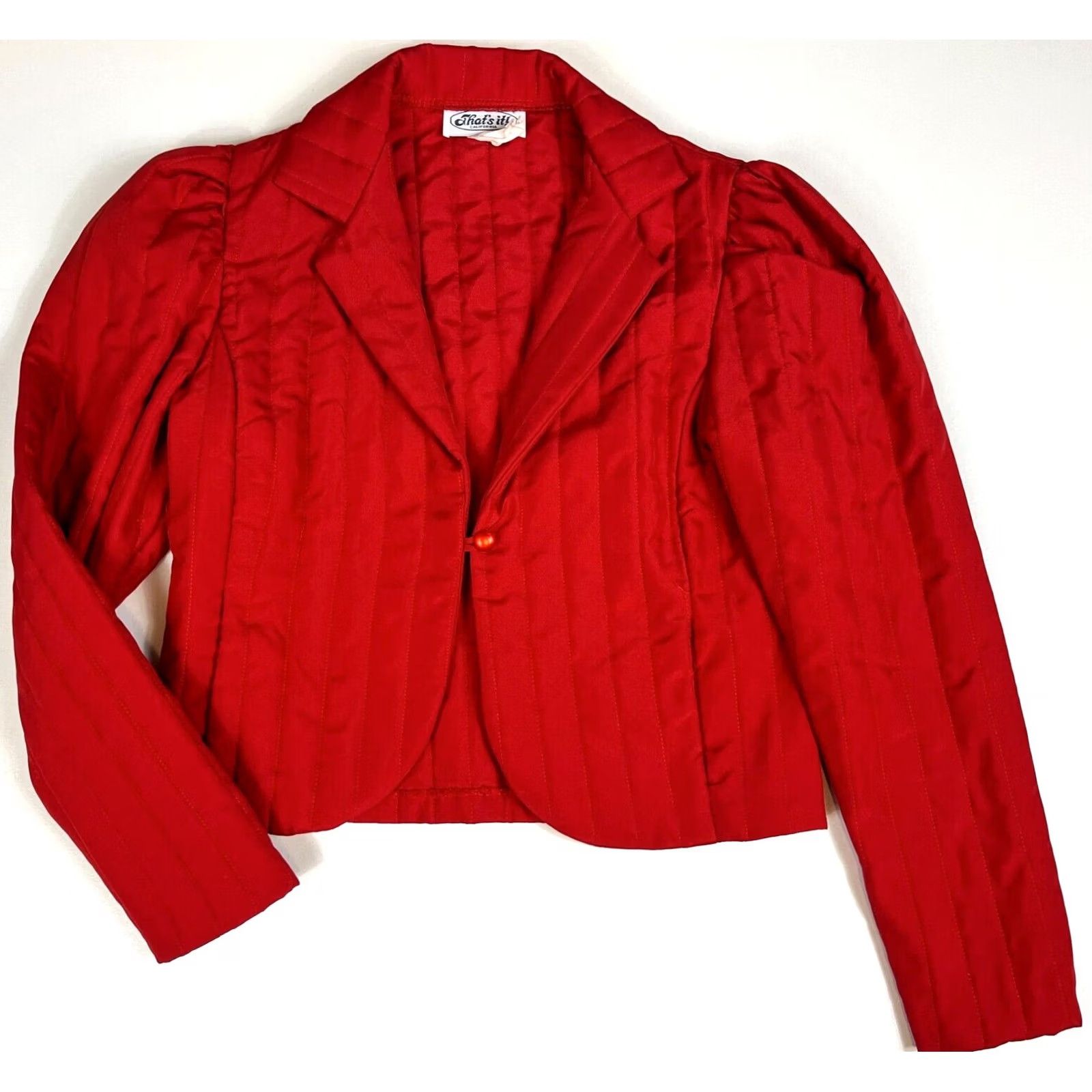 Vintage That's It! California Quilted Jacket Puffy Sleeves Red Women's Vintage Sz 5 Size S / US 4 / IT 40 - 2 Thumbnail