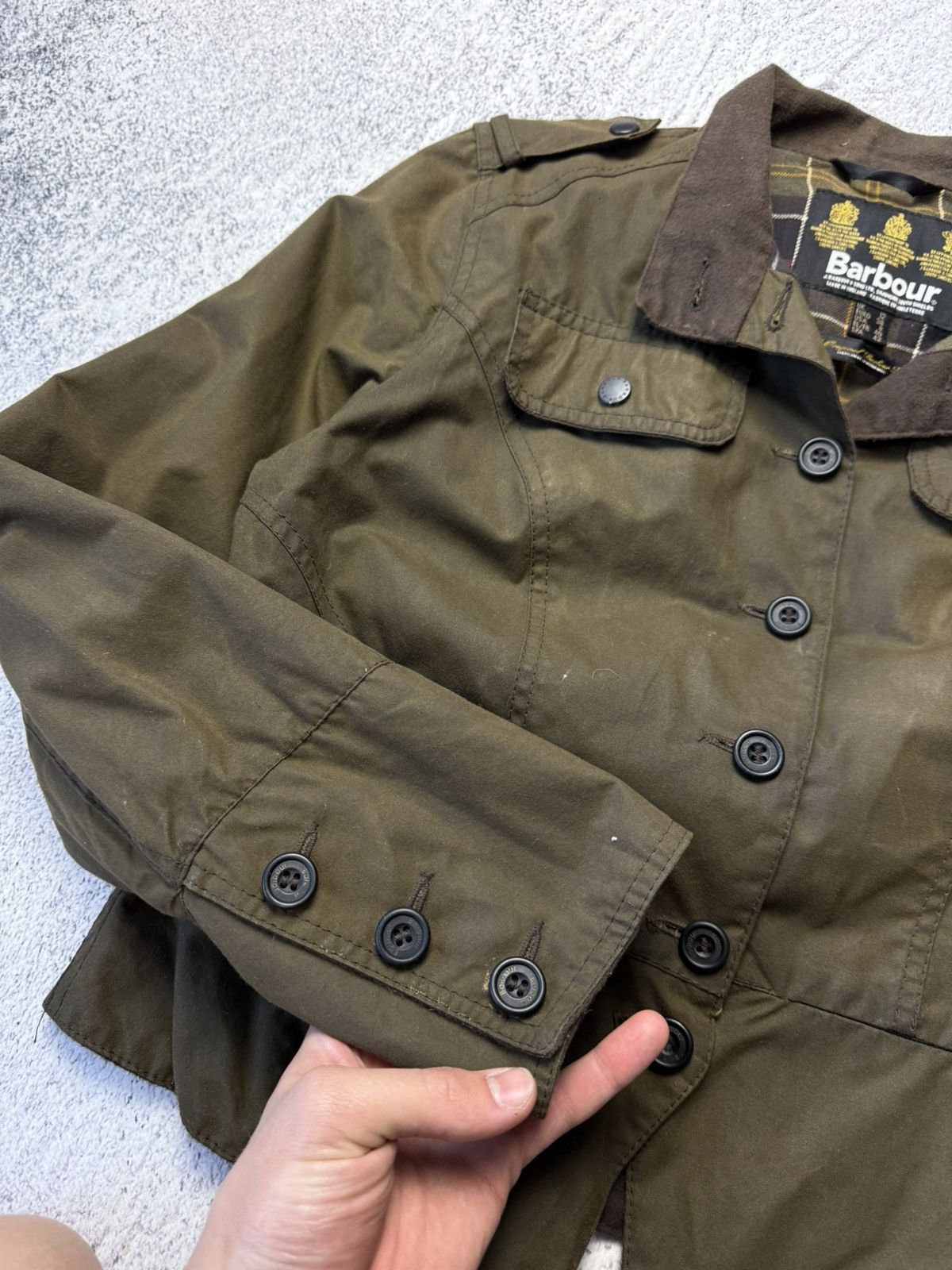 Barbour Women's Made in England Waxed Peplum Jacket - Sage