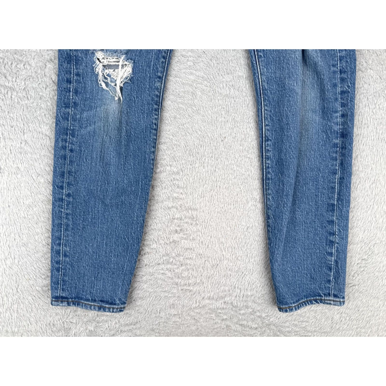 Levi's VINTAGE Levis Jeans Womens 25 Blue Wedgie High Rise Button Fly Distressed Ankle - Levi's Wedgie Fit 90s Retro Womens Jeans Size 42" / US 20 - 2 Thumbnail