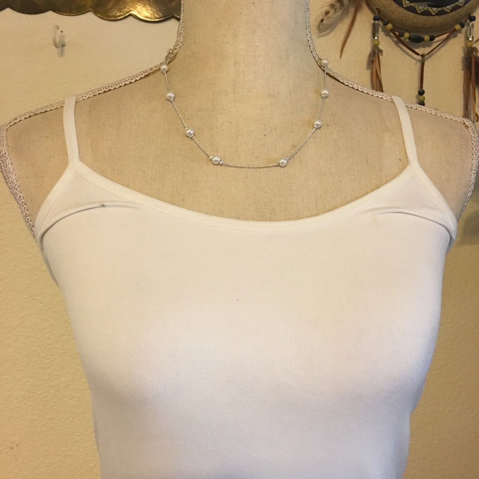 Jewelry Faux pearl accented shiny silver tone necklace Size ONE SIZE - 3 Thumbnail