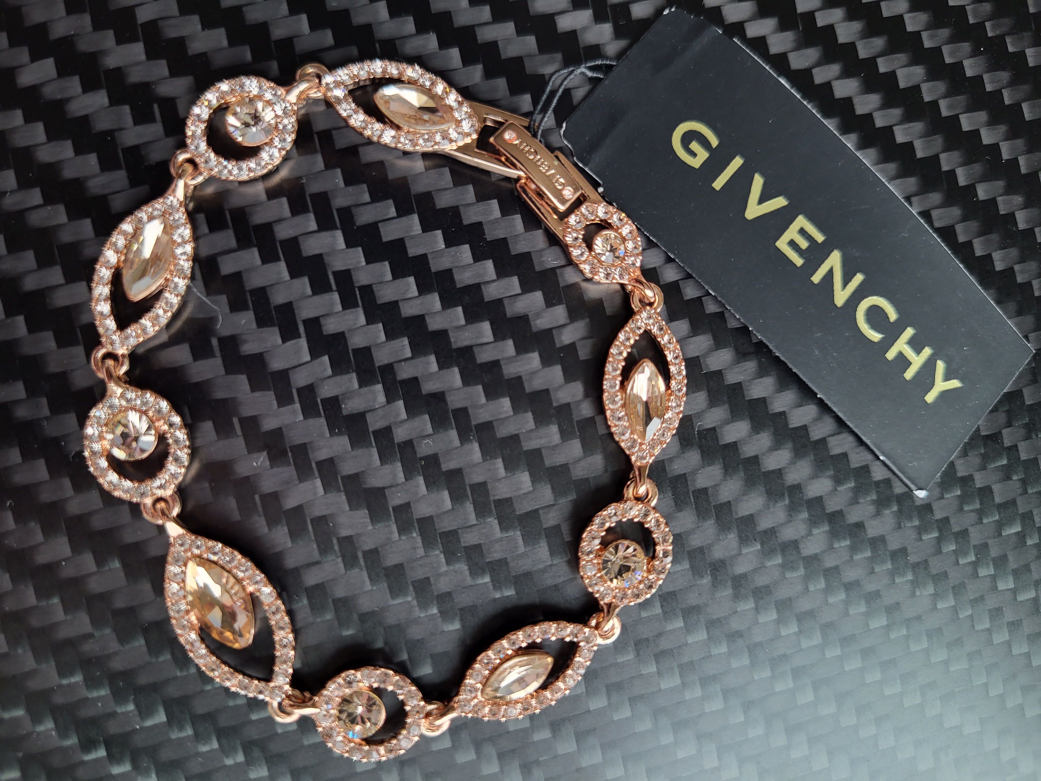 image of Givenchy Rose Gold Marquise Crystal Eye Bracelet, Men's