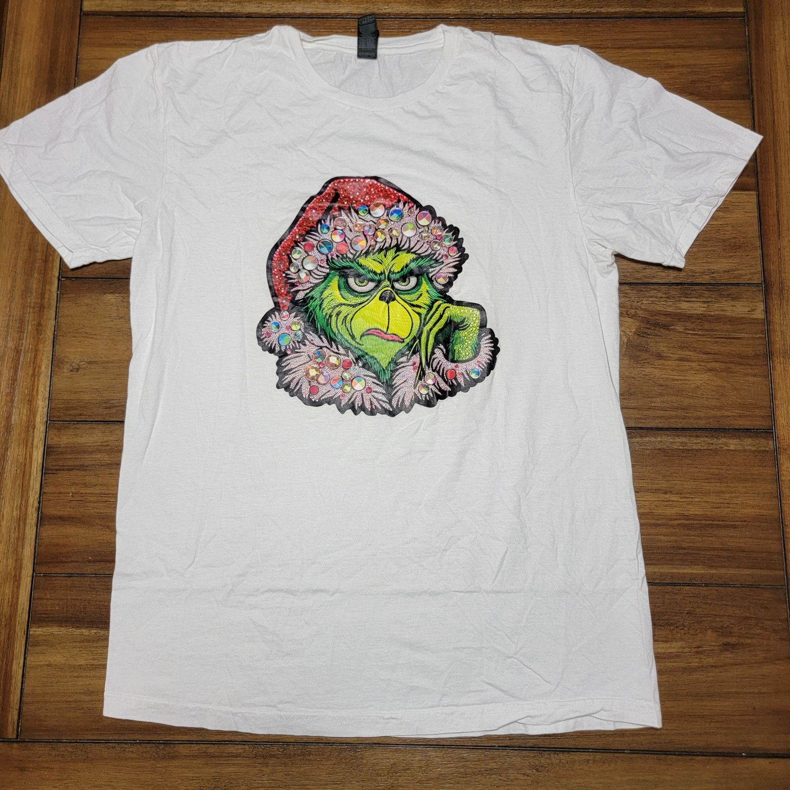 Gildan Grinch Blinged Out Unisex White Tee (Gildan) - Size Medium Size M / US 6-8 / IT 42-44 - 1 Thumbnail