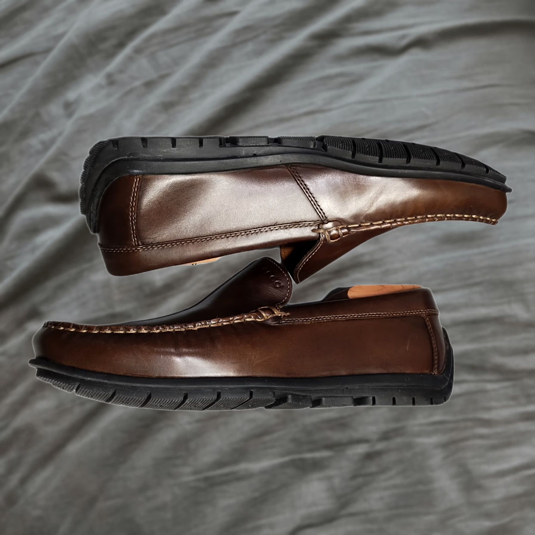 ECCO Mens Leather Driving Loafers Dark Brown Moc Toe Slip On Shoes Size 45 Amazon.com | ECCO Men main image 3