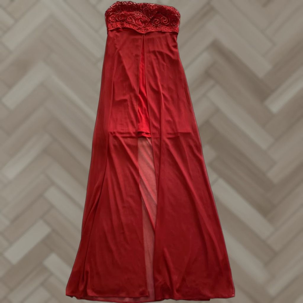 Vintage Kitty Dress Red Long Sleeve Formal Holiday Spaghetti Strap Size S Women Size S / US 4 / IT 40 - 1 Thumbnail