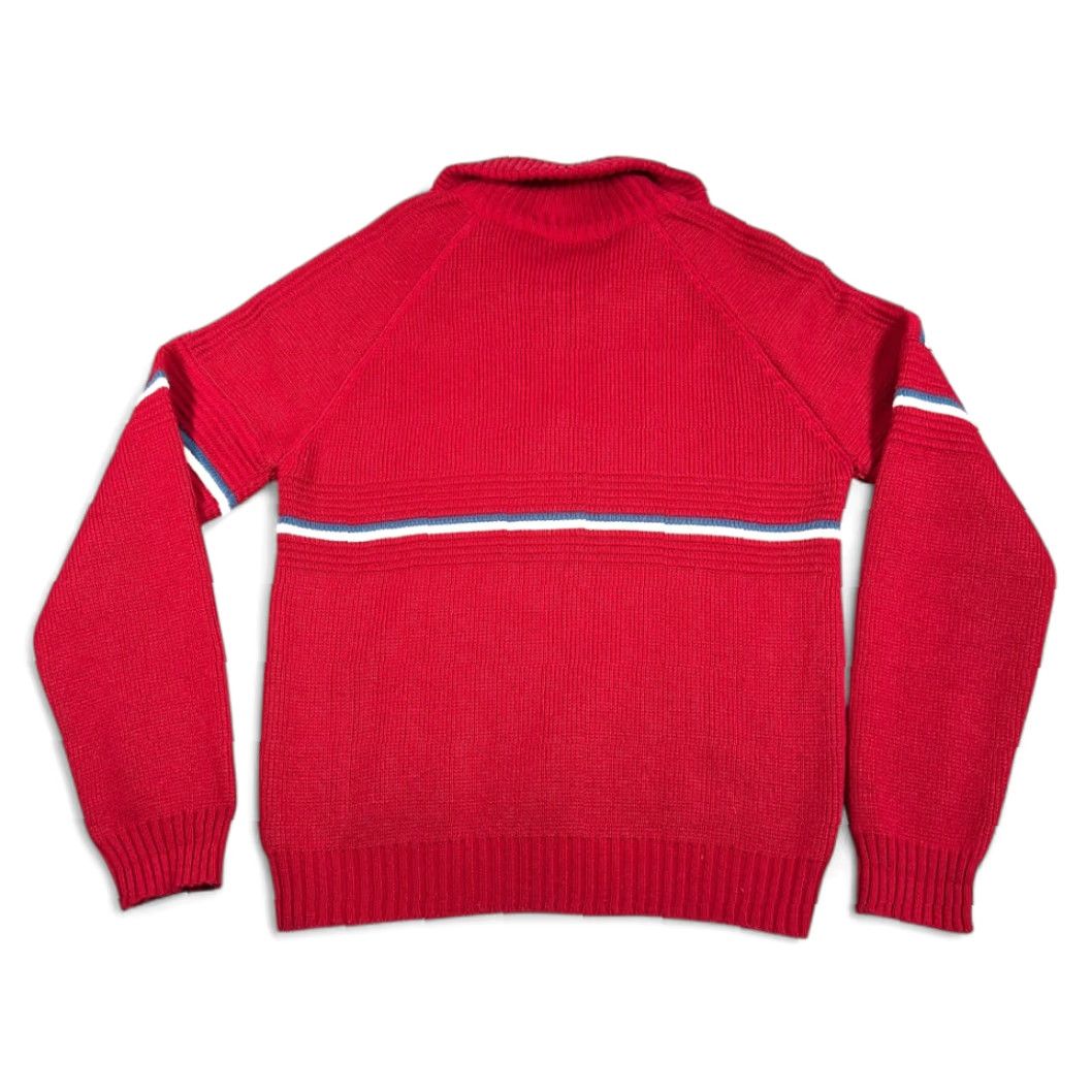Vintage VINTAGE Calvin Charles Sweater Adult SMALL Red Textured Knit Quarter Zip 80s Size US S / EU 44-46 / 1 - 3 Thumbnail