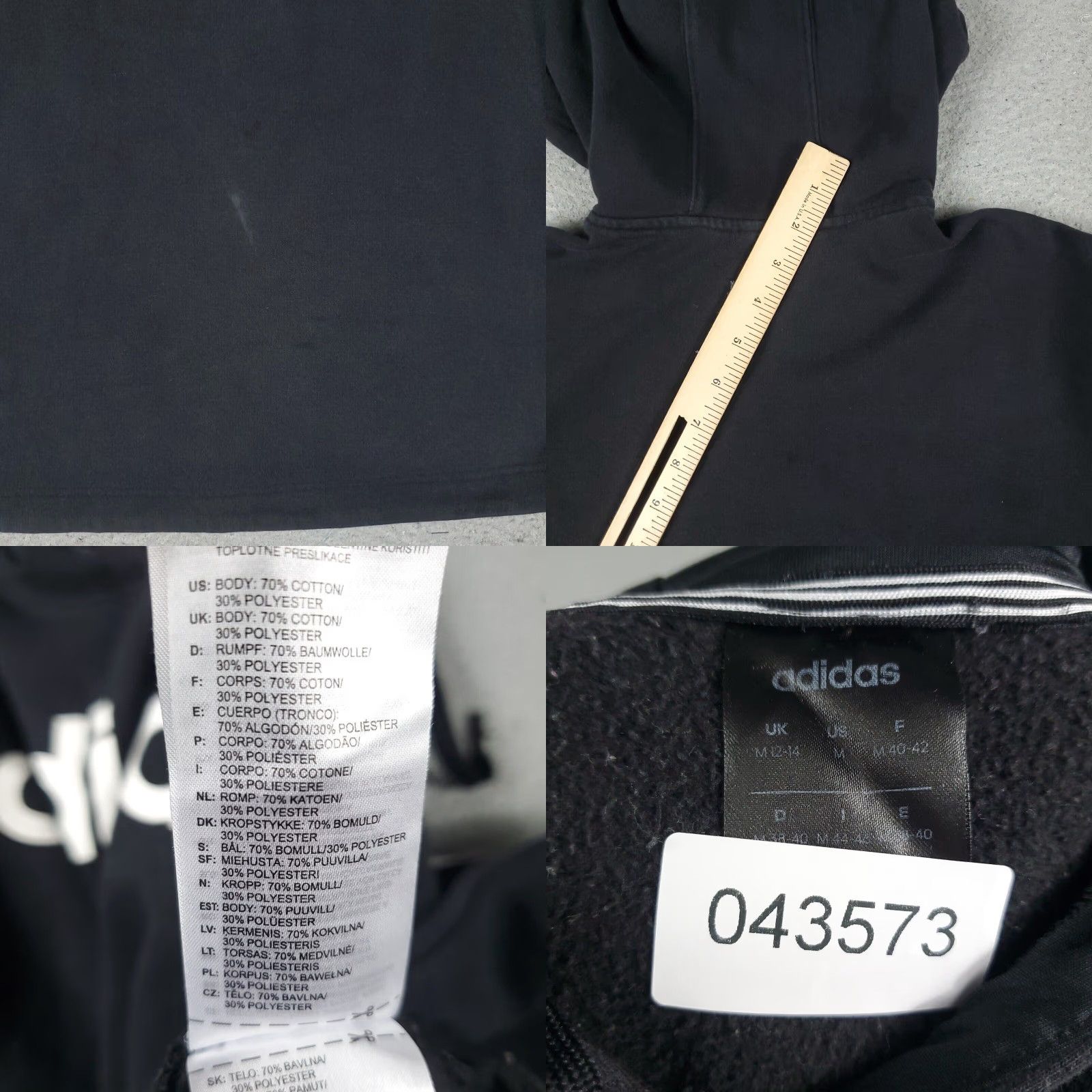 Adidas Adidas Womens Medium Black Pullover Hoodie Sweatshirt Size M / US 6-8 / IT 42-44 - 8 Thumbnail