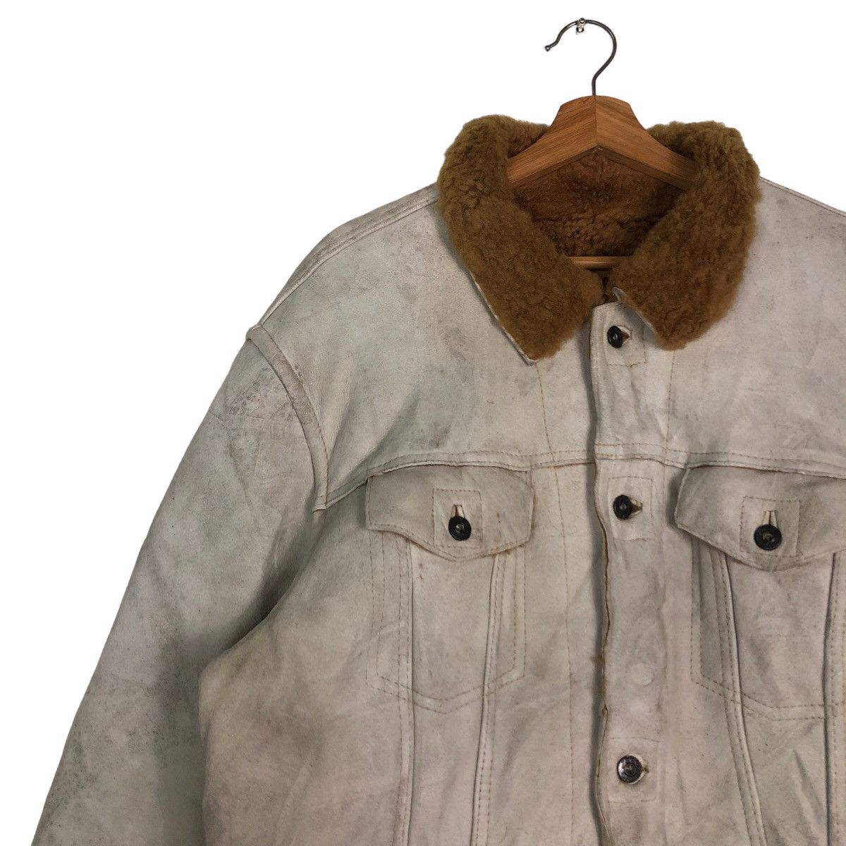 Japanese Brand 🔥Vtg Shearling Genuine Leather Jacket Gap 1969 Issey Miyake Size US XL / EU 56 / 4 - 7 Thumbnail