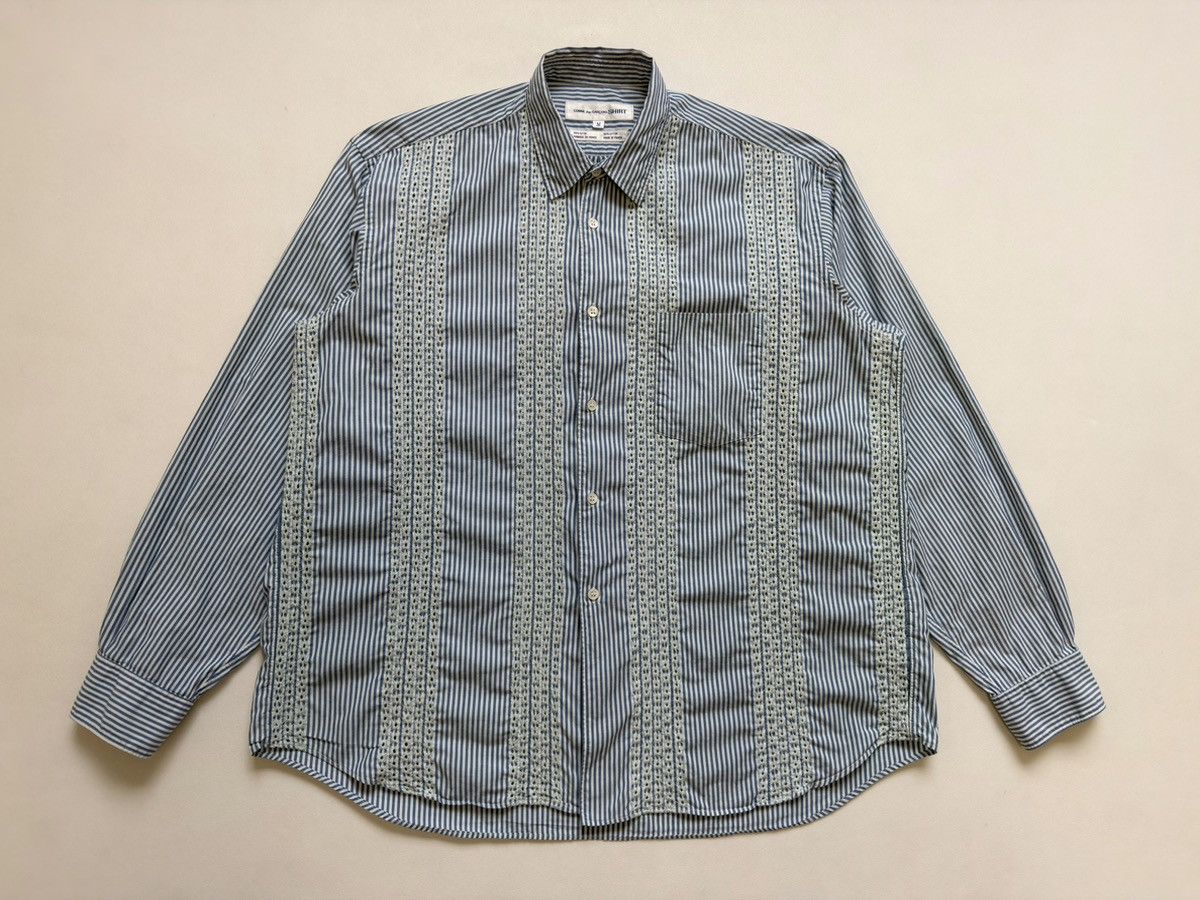 Comme des Garcons ‘Embroidered Stripe’ White/Blue Stripe Shirt Size US L / EU 52-54 / 3 - 3 Thumbnail