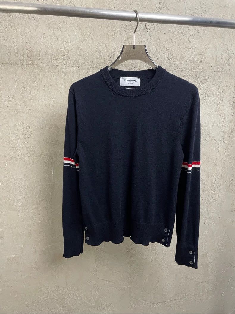 Thom Browne Thom browne Dark blue double-sleeved label color stripe woo Size US L / EU 52-54 / 3 - 1 Thumbnail