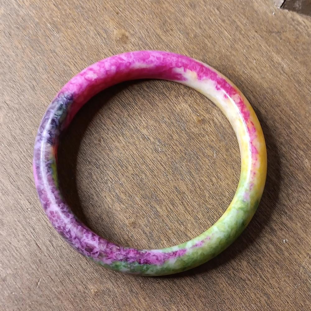 Designer Genuine Peacock Jade Bangle Bracelet Size ONE SIZE - 2 Thumbnail