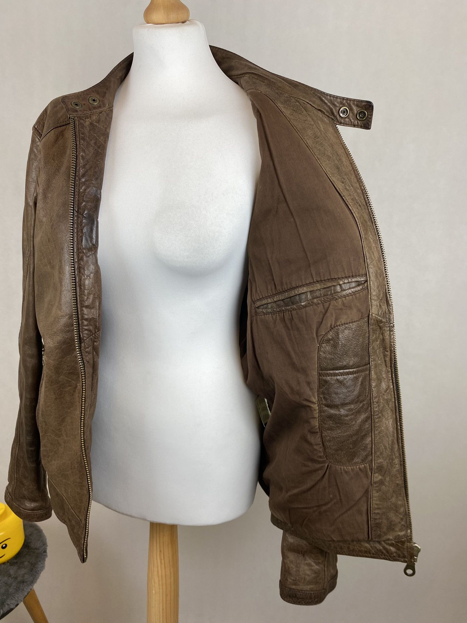 Genuine Leather × Vintage real leather moto biker jacket faded washed Size US L / EU 52-54 / 3 - 4 Thumbnail