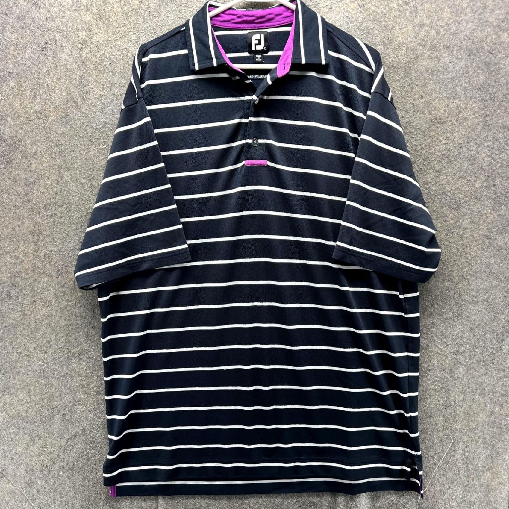 Footjoy FootJoy Polo Shirt Mens Large Blue Stripe Golf Performance Short Sleeve Stretch Polo Shirt Size US L / EU 52-54 / 3 - 2 Thumbnail