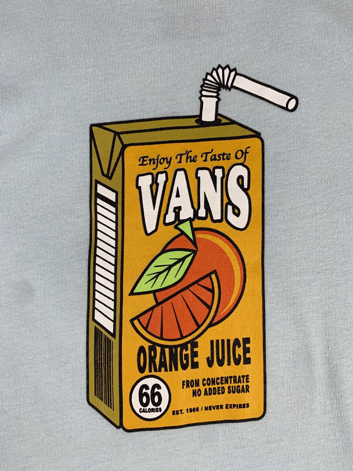 Vans Vans Skateboarding Baby Blue Orange Juice Cute Graphic Tee Size S / US 4 / IT 40 - 4 Thumbnail