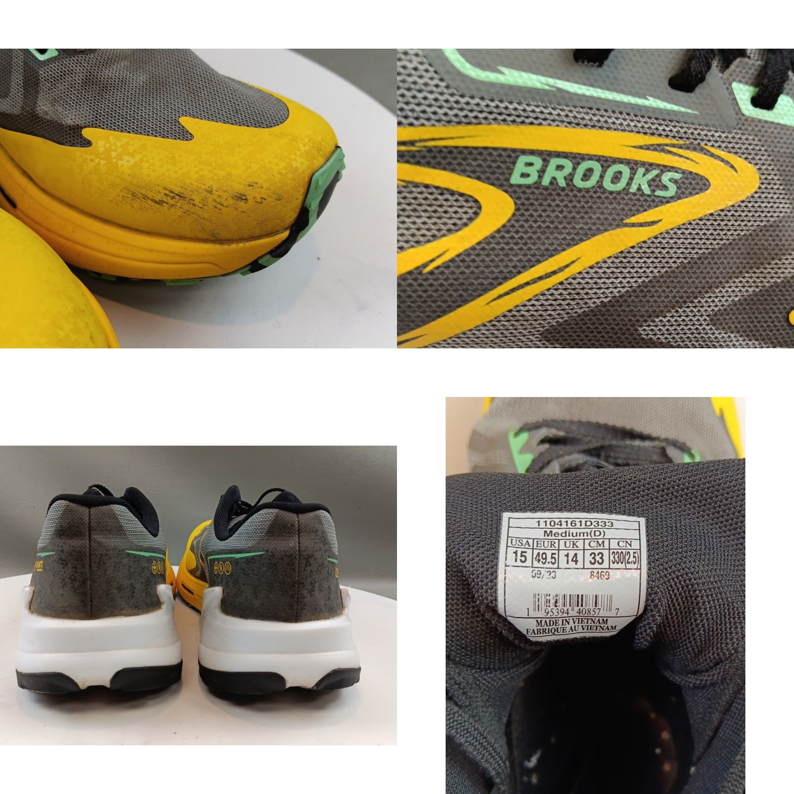 Brooks Brooks Catamount Sneaker Men 15 Lemon Chrome Sedona Sage Yellow Breathable Cushioned D Rubber Cleat Shoe Size US 14 / EU 47 - 11 Thumbnail