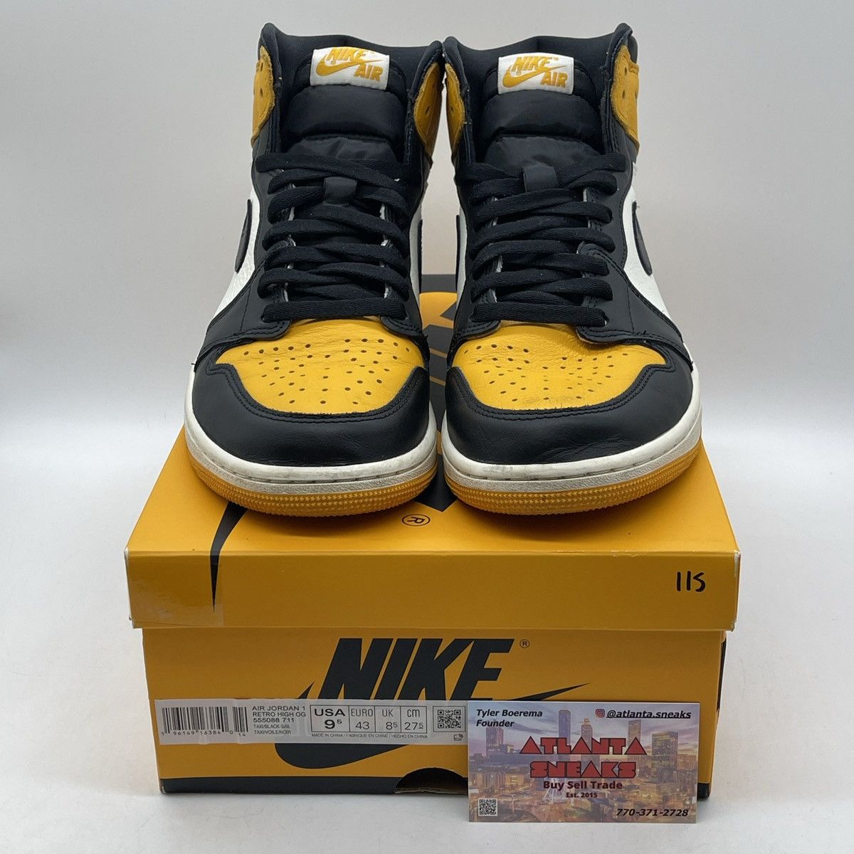 Jordan Brand Air Jordan 1 high yellow toe Size US 9.5 / EU 42-43 - 2 Thumbnail