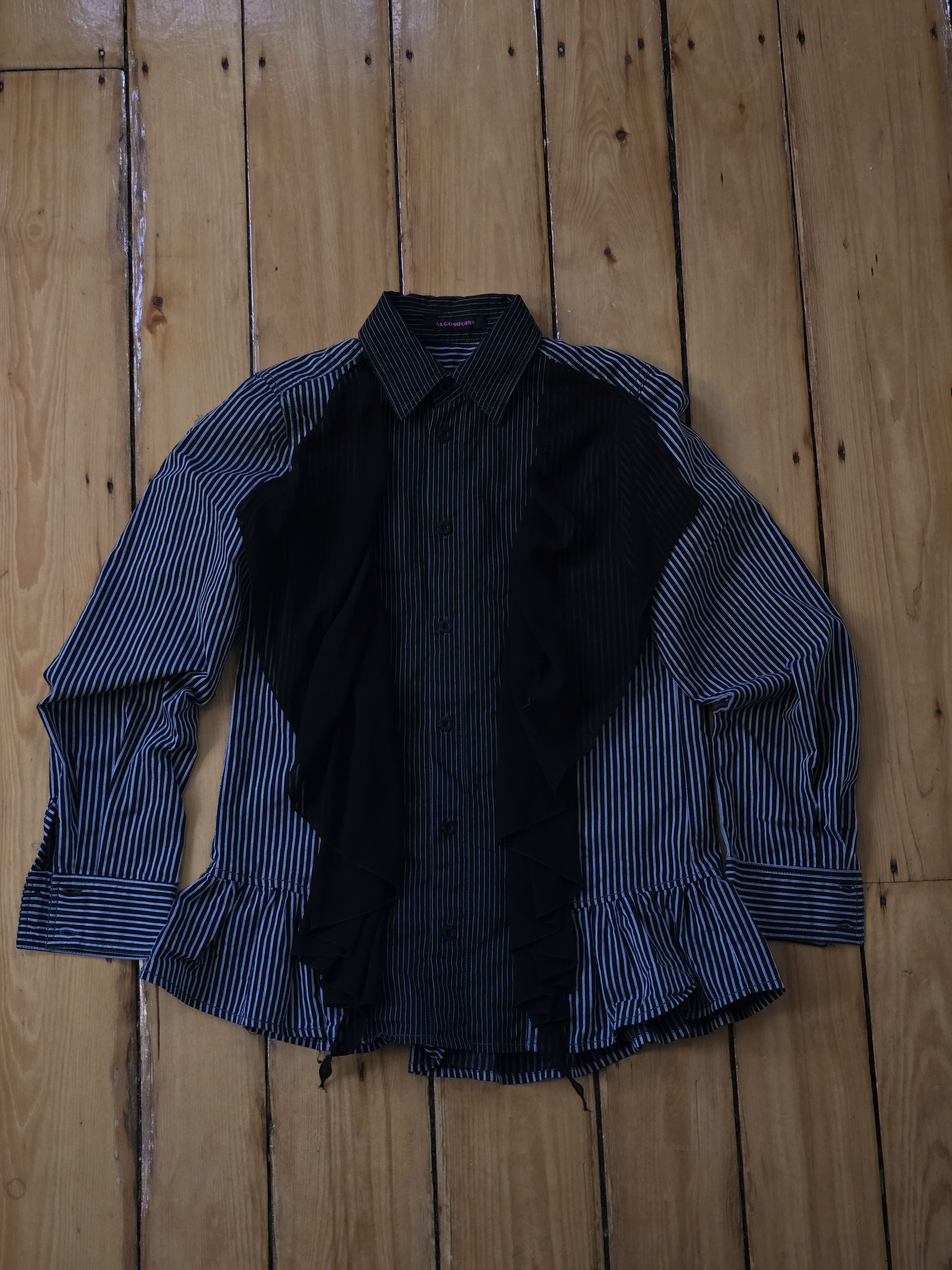 Japanese Brand Algonquins Frilled Striped Button Up Size US S / EU 44-46 / 1 - 2 Thumbnail