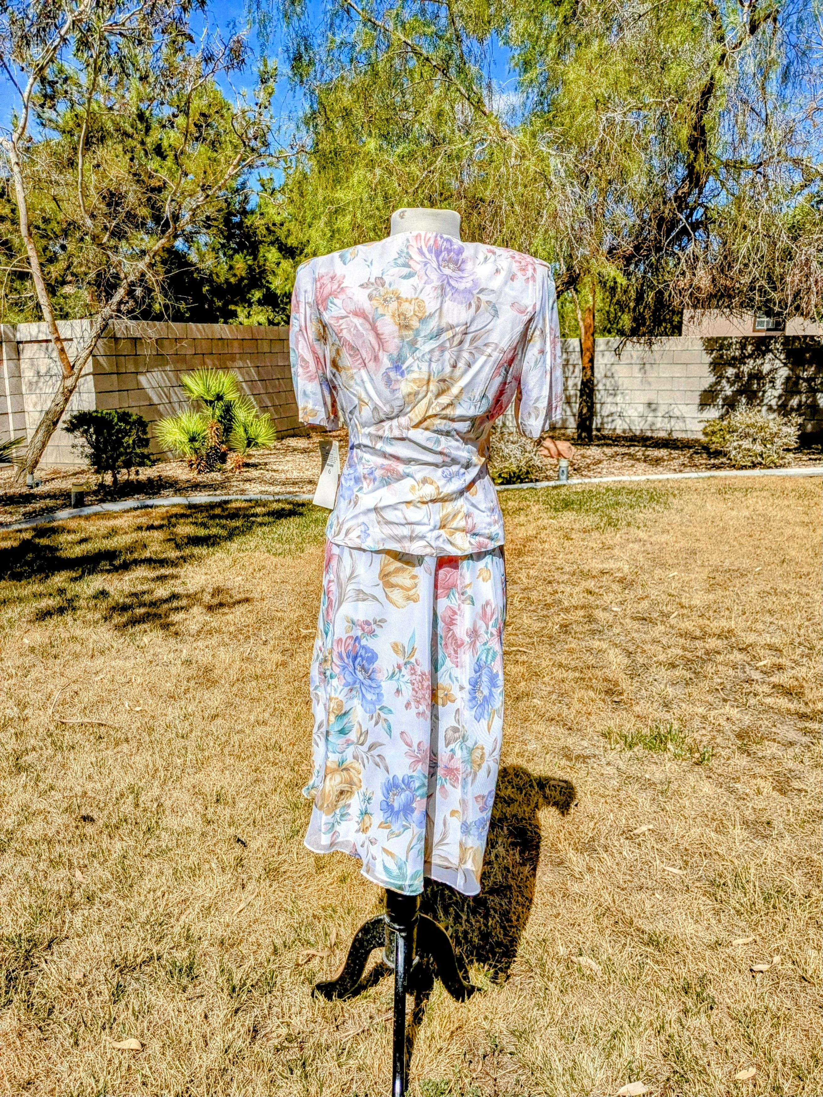 Vintage VTG Stuart Alan Petites Floral Peplum 2-pc USA Skirt Set Size M / US 6-8 / IT 42-44 - 4 Thumbnail