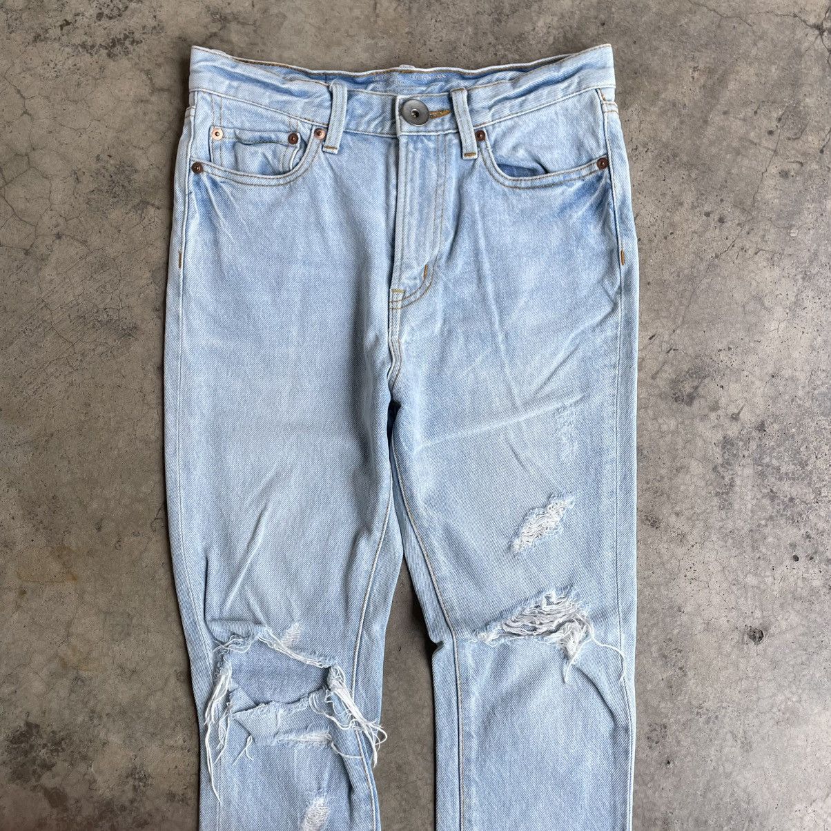 Japanese Brand 🔥🇯🇵Cube Sugar Pure Indigo Ripped Distress Denim Jeans Size US 28 / EU 44 - 2 Thumbnail