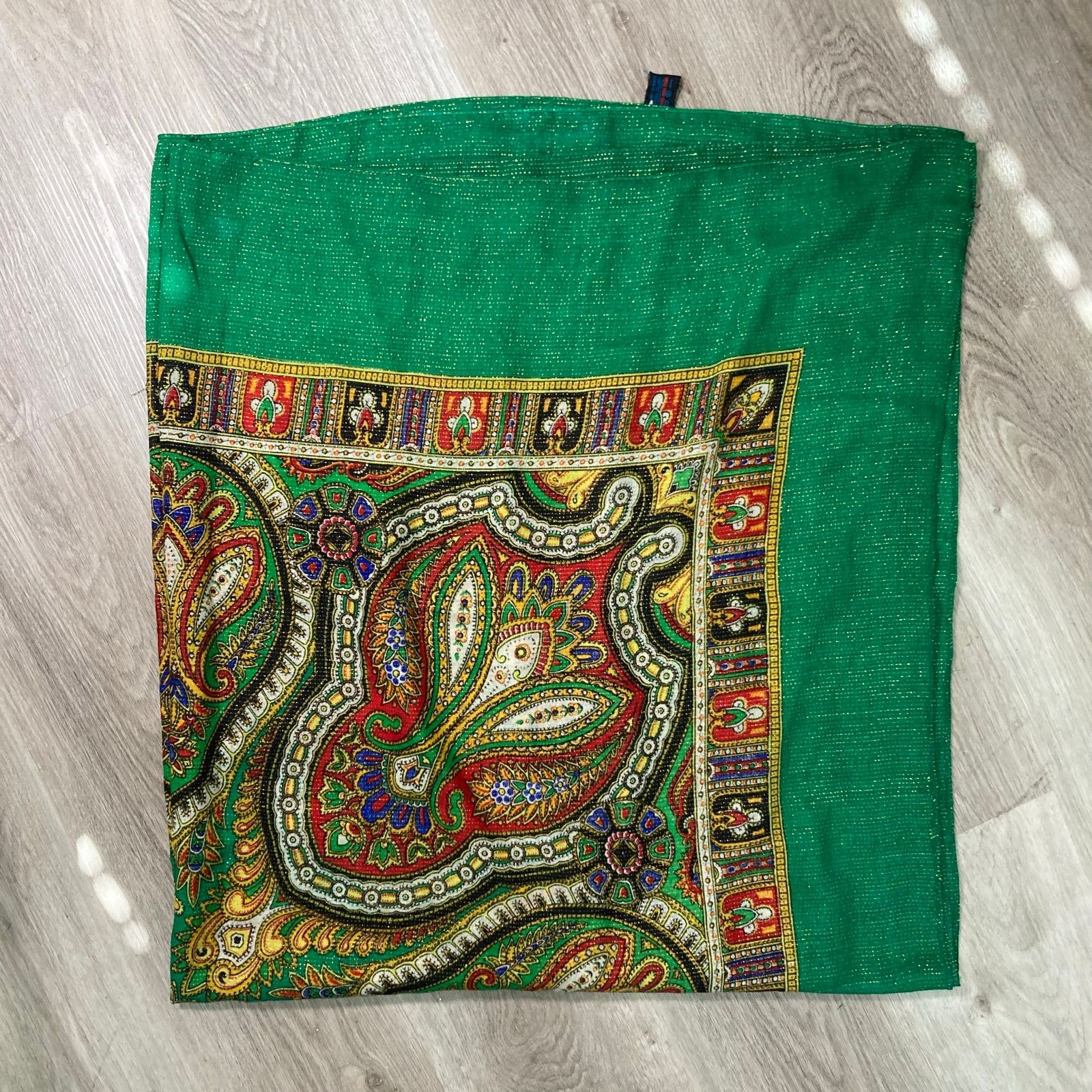 Vintage Vintage Paisley Wool Scarf Green Gold Thread Women's Fall Size ONE SIZE - 1 Thumbnail