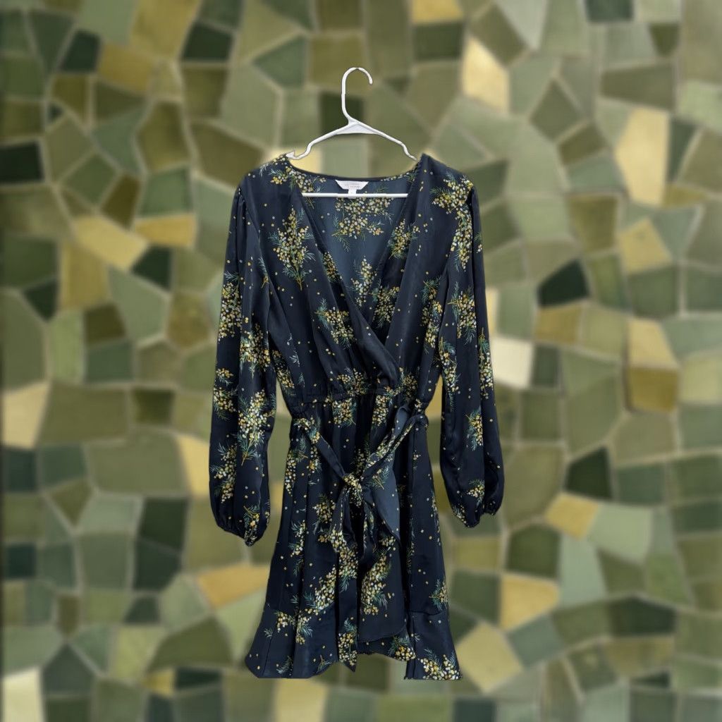 Vintage LC Lauren Conrad Dress XL Blue Long Sleeve Surplice Neckline Knit Knee Length V-Neck Womens Dress Size XL / US 12-14 / IT 48-50 - 1 Thumbnail