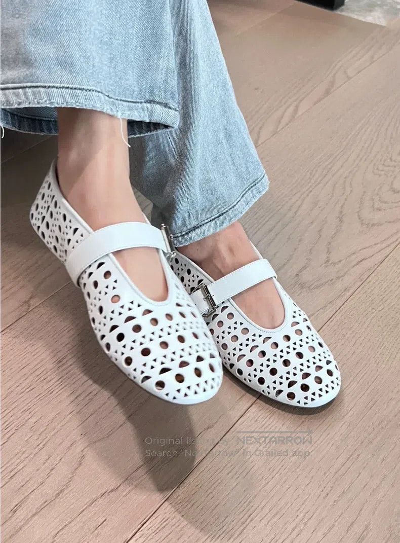 Alaia Alaia Blue Openwork Ballet Shoes, Imported Sheepskin Mater Size US 6.5 / IT 36.5 - 1 Thumbnail