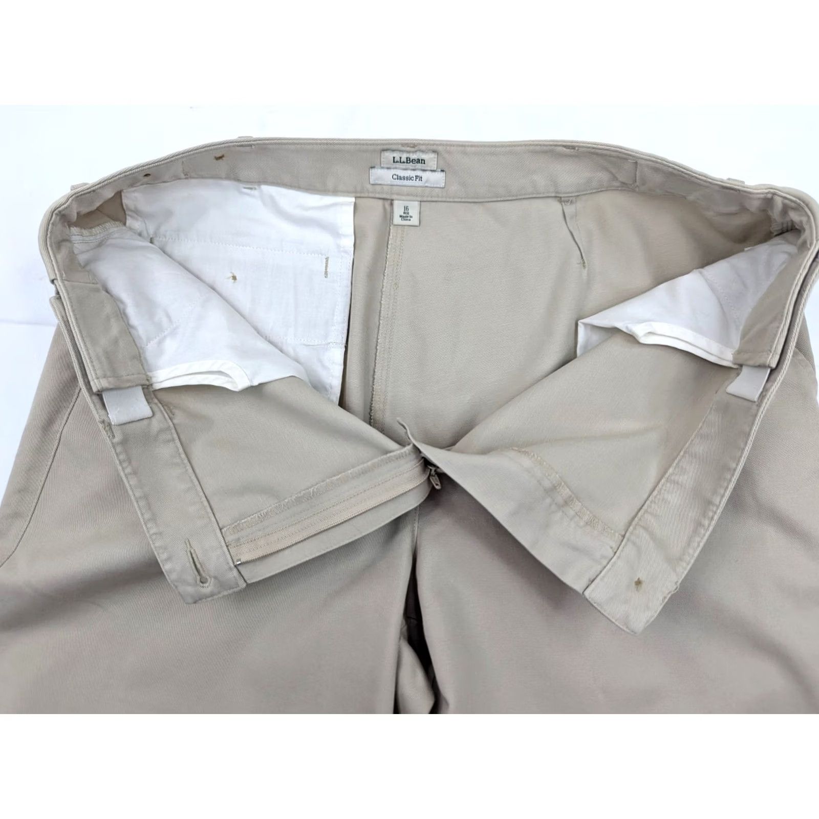 Vintage L.L. Bean Bayside Classic Fit Chino Straight Pants Women 16 Beige Stretch Flat Front SS16 Size 38" / US 16 / IT 52 - 6 Thumbnail